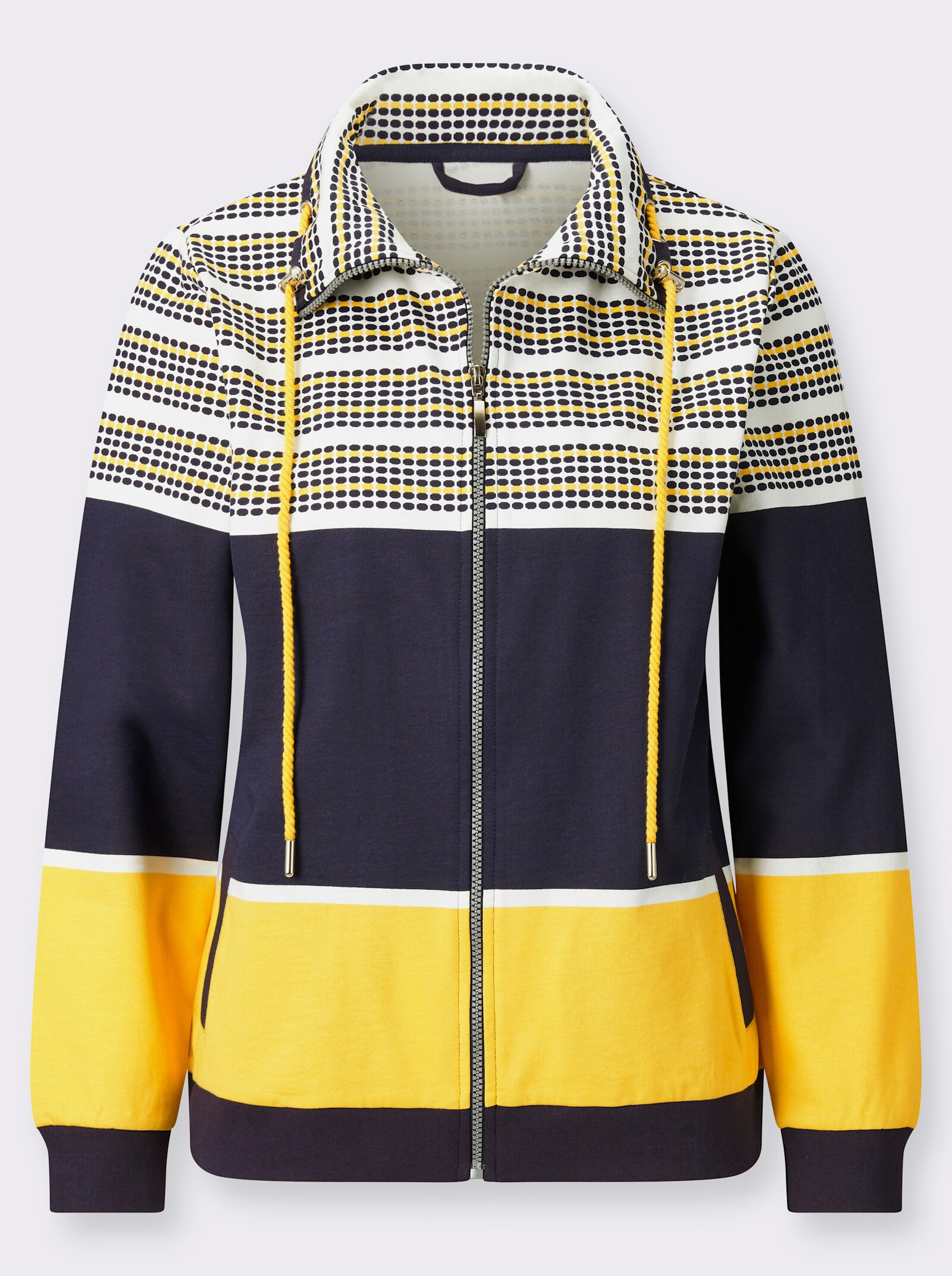 Sweatjacke im Muster-Mix - marine-sonnengelb