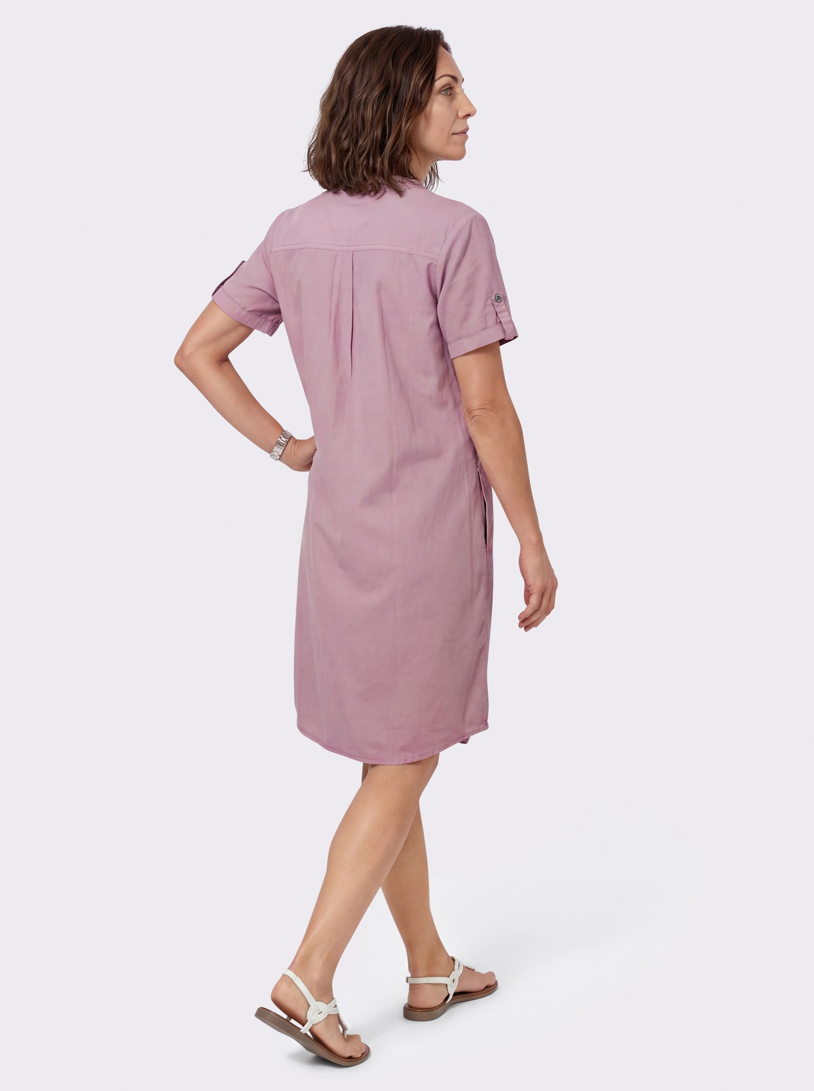 Jeanskleid mit abgerundetem Saum - mauve