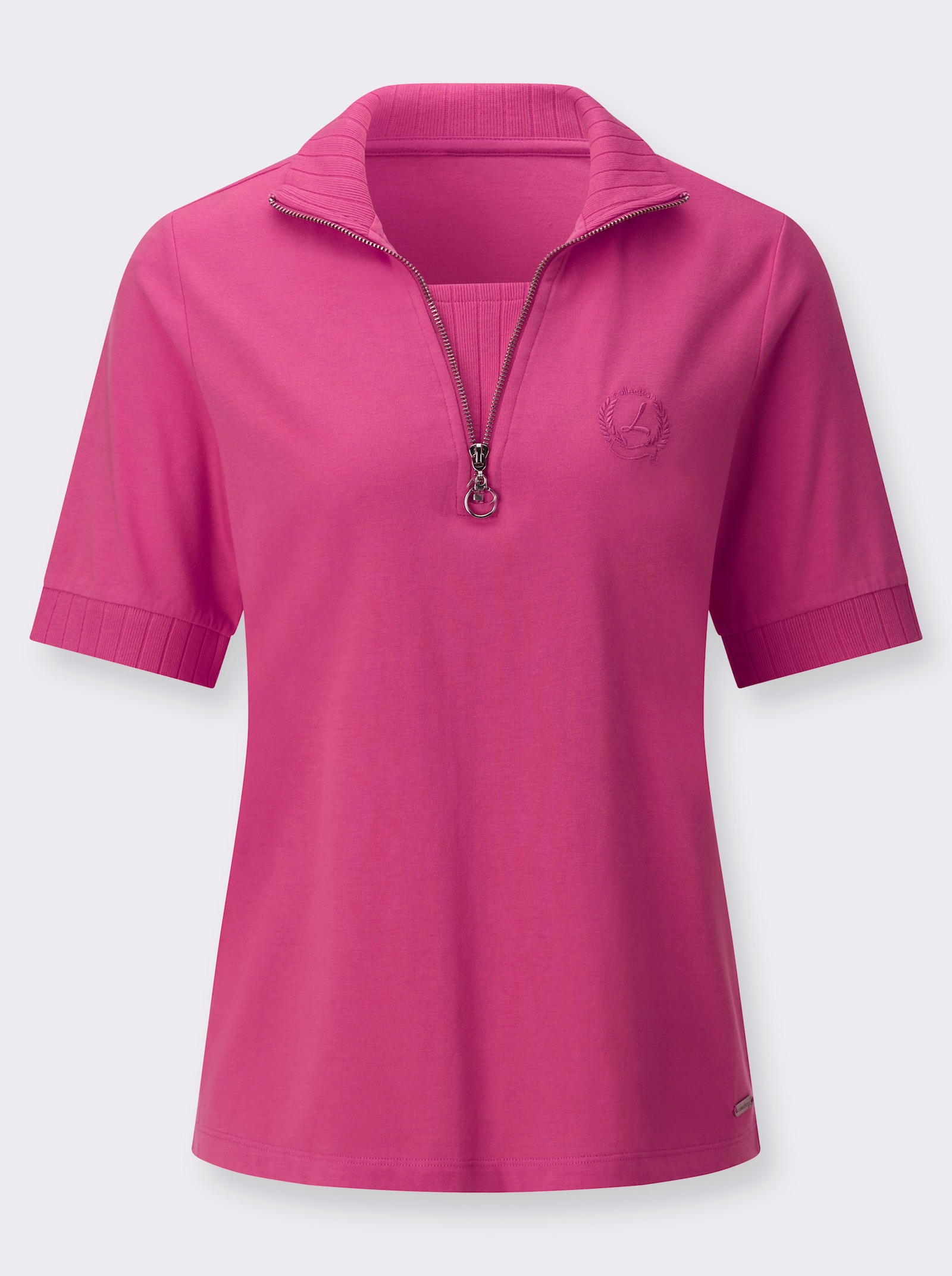 Poloshirt mit 2-in-1-Optik - fuchsia