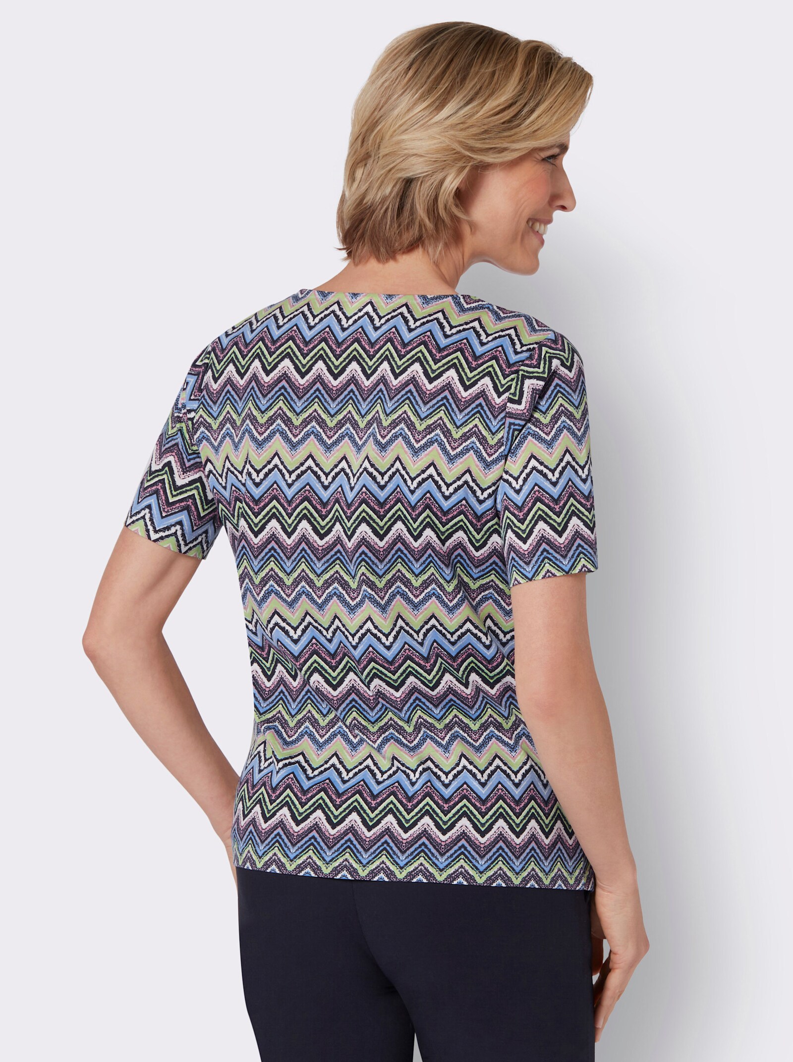 2-in-1-Shirt mit Zick-Zack-Muster - himmelblau-altrosa-bedruckt