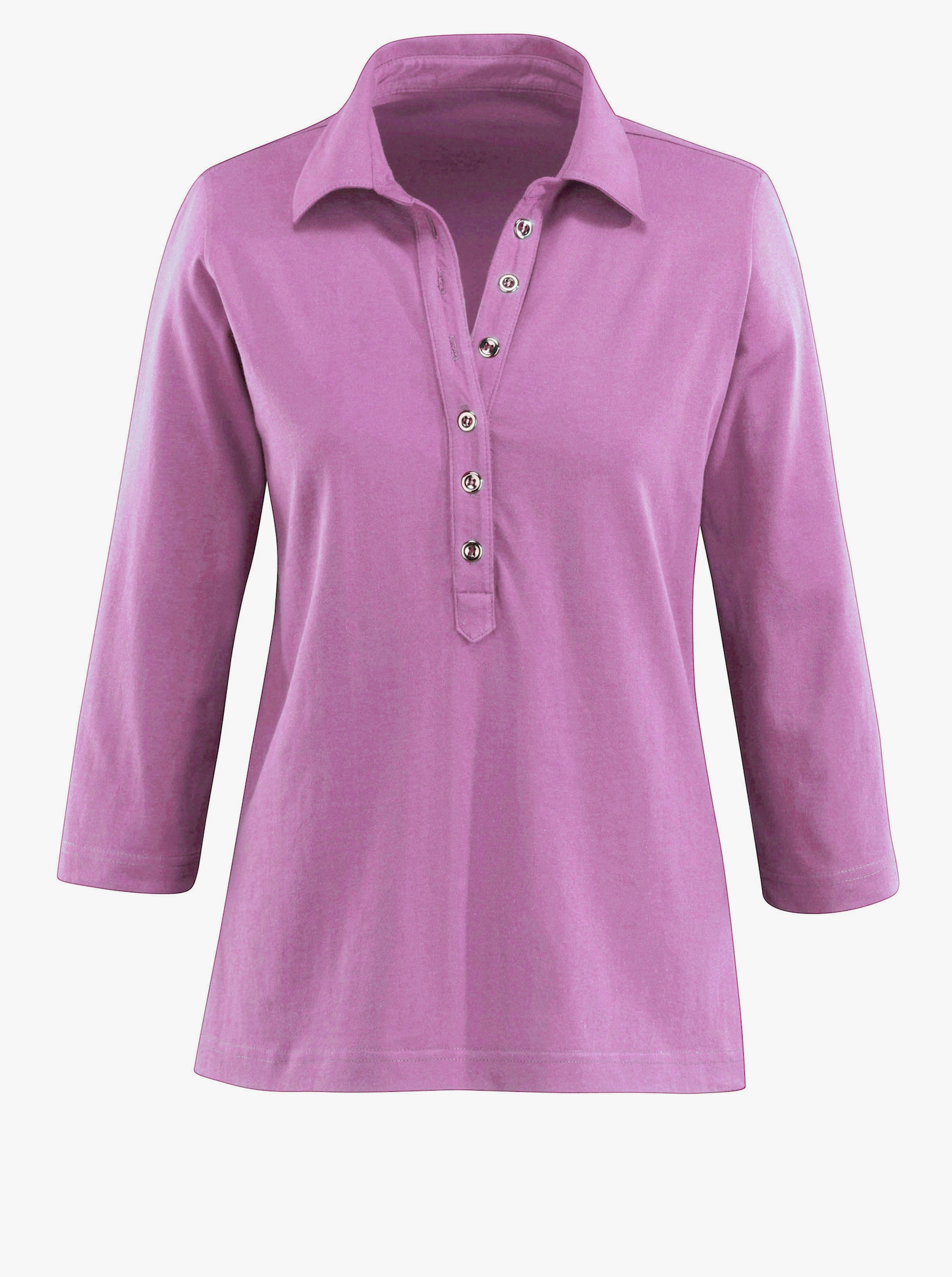 Poloshirt met lange knoopsluiting - orchidee