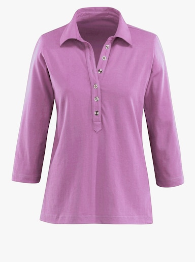 Poloshirt mit langer Knopfleiste - orchidee