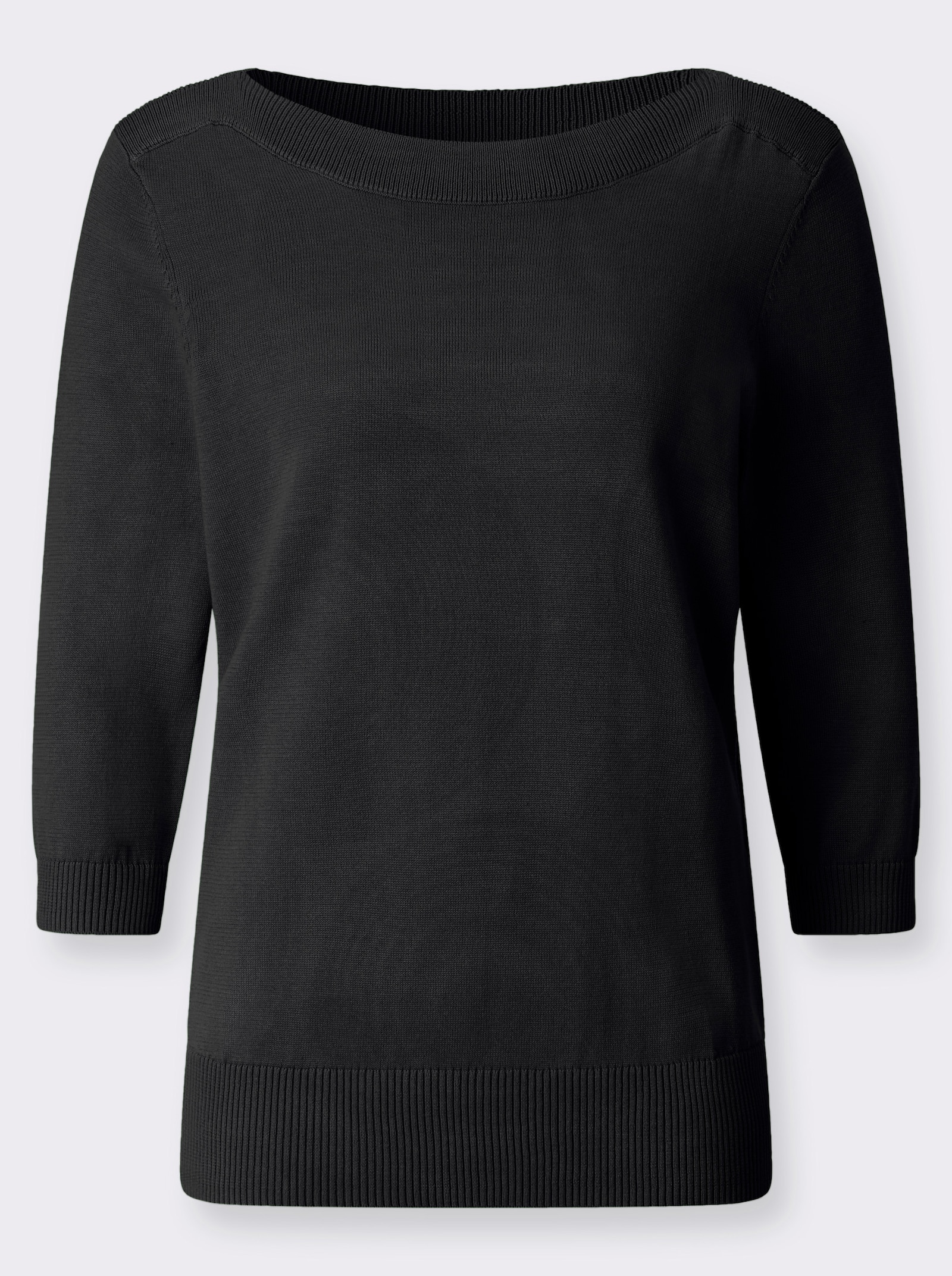 Pullover met 3/4-mouwen en boothals - zwart