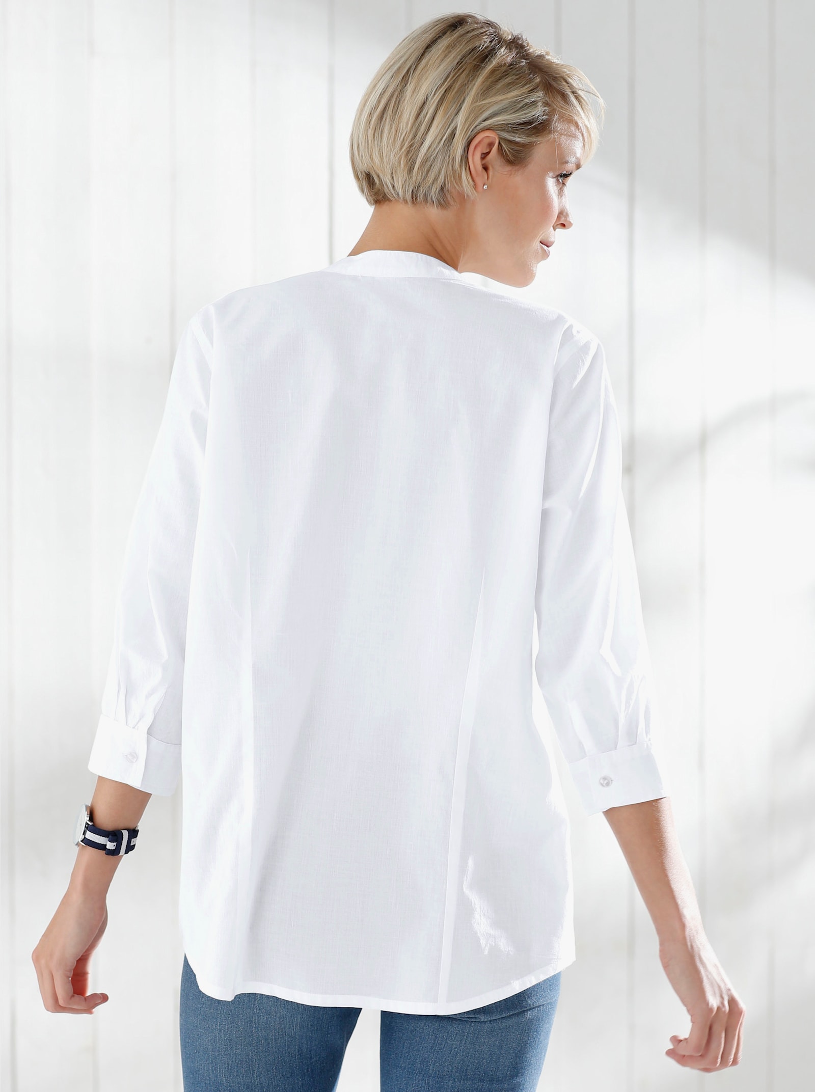 Bavlnená halenka s 3/4 rukávy - bílá