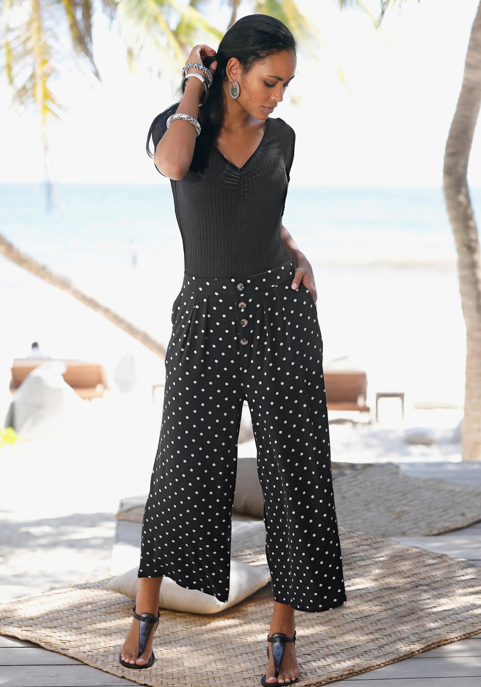 LASCANA Culotte - zwart/wit gestippeld