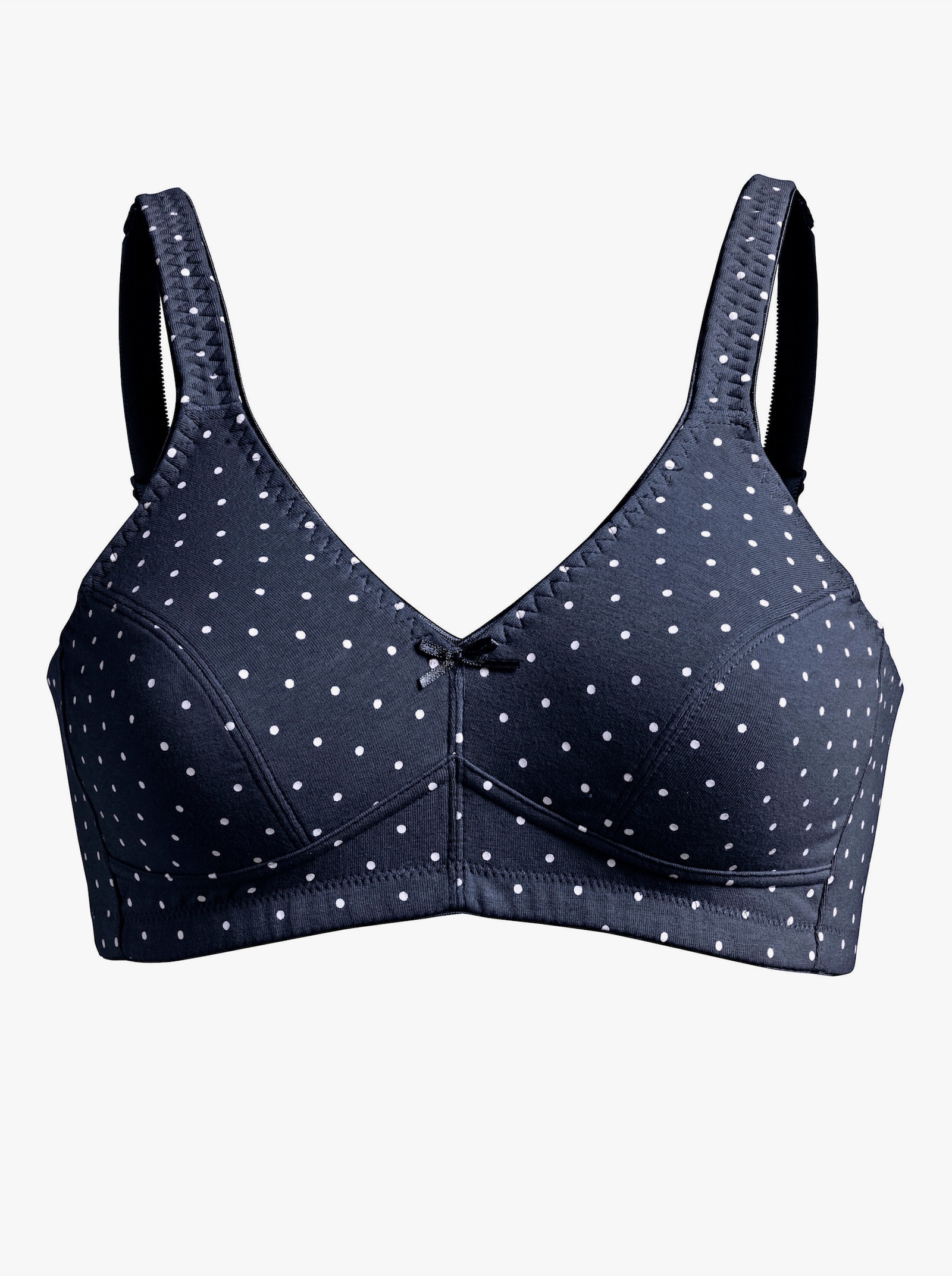 wäschepur BH ohne Bügel im Tupfen-Dessin - weiß + marine