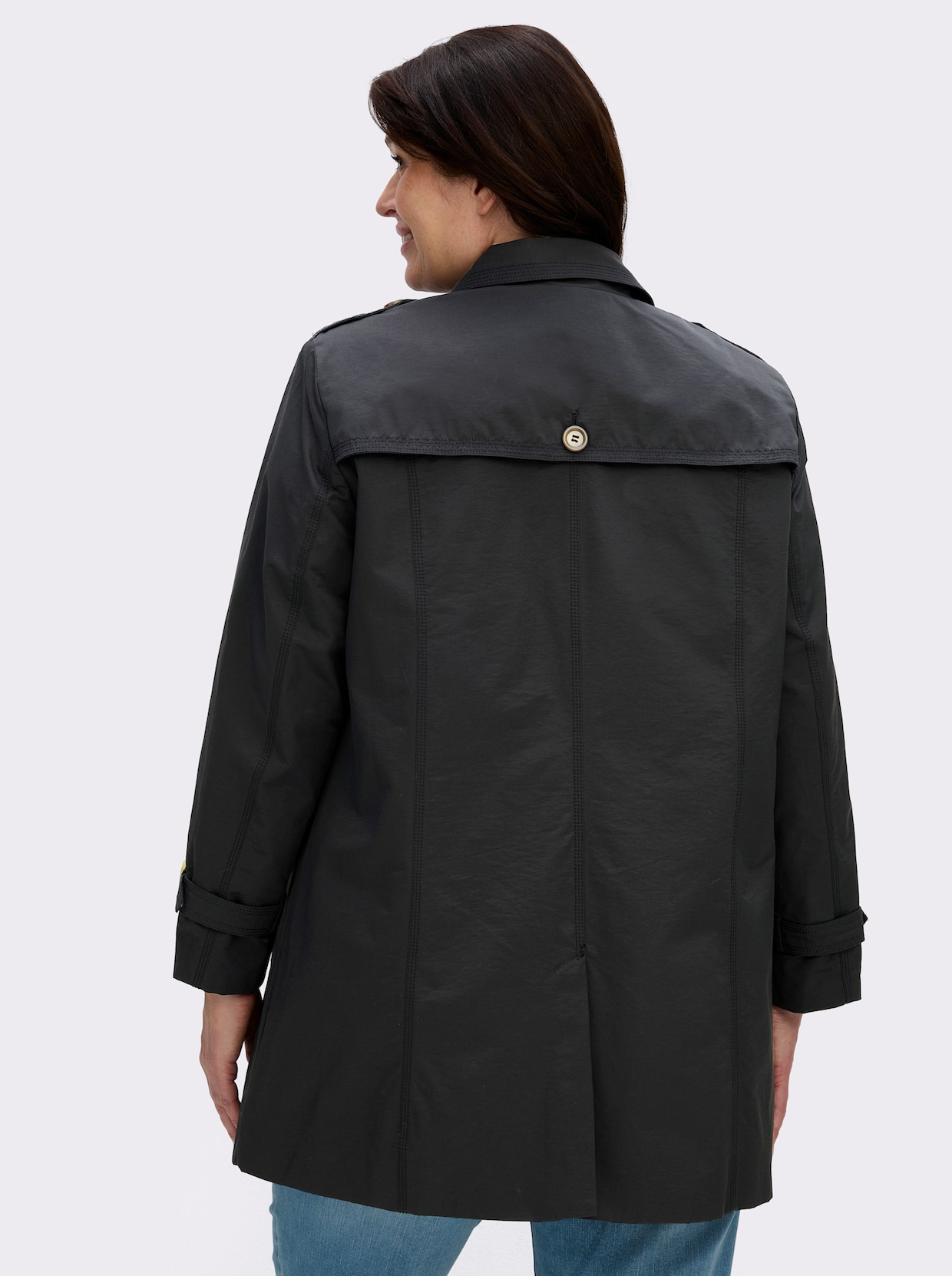 Kurzmantel in Trenchcoat-Optik - schwarz