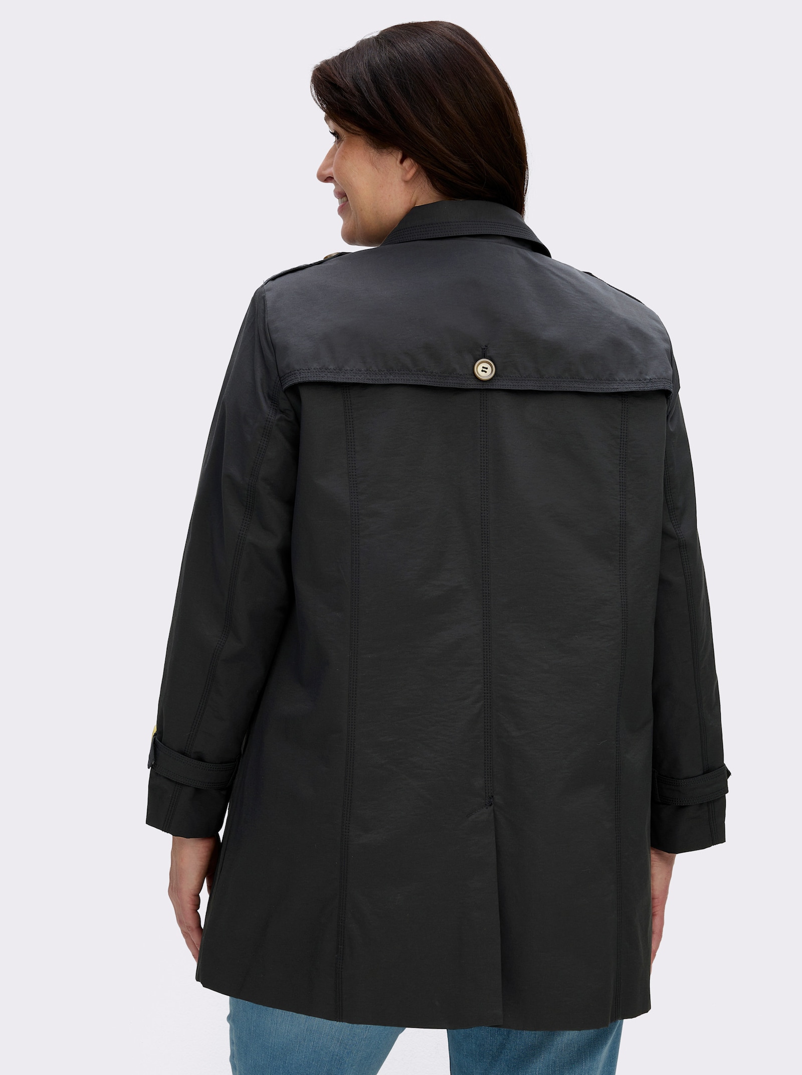 Kurzmantel in Trenchcoat-Optik - schwarz