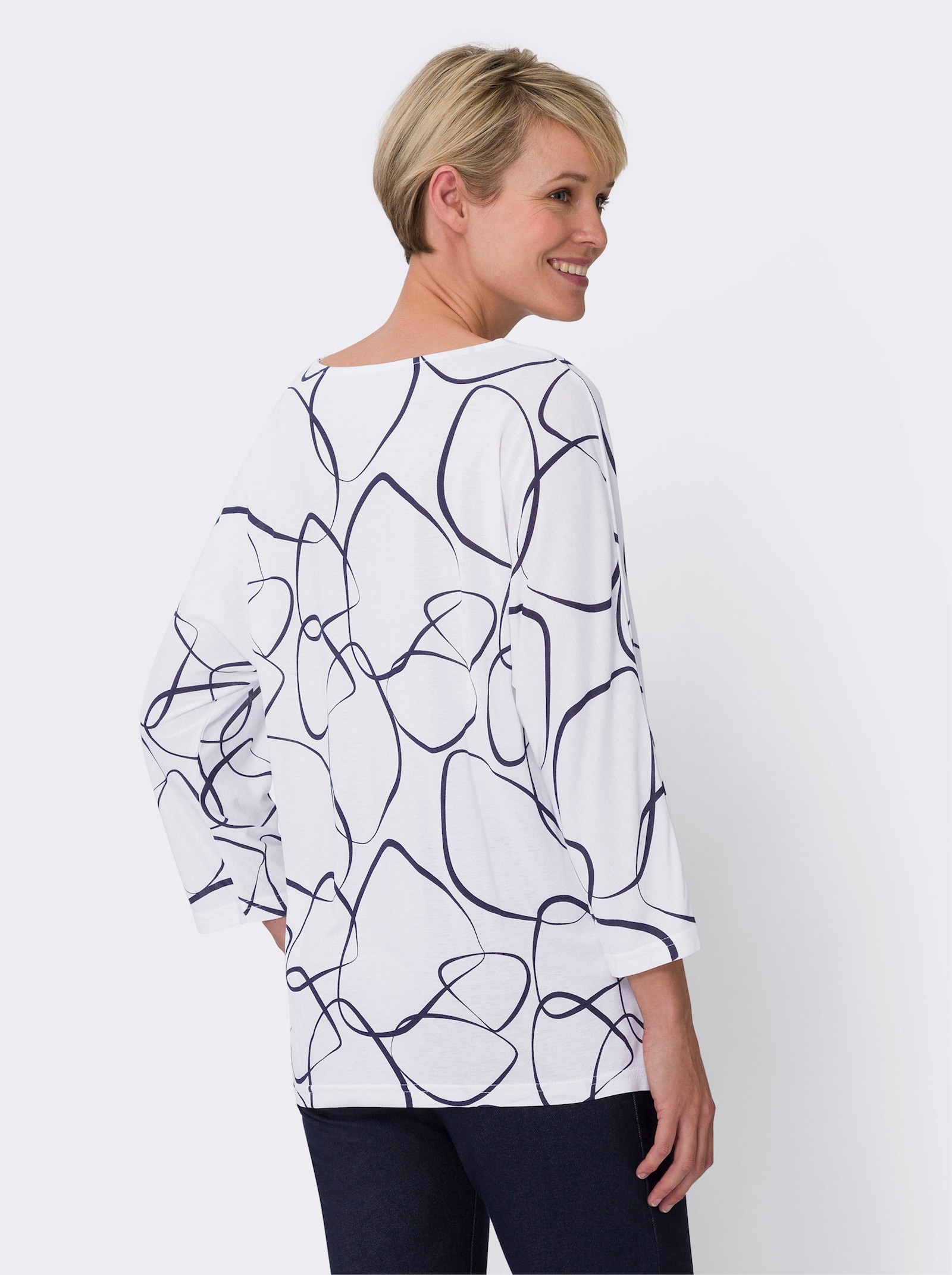 Fritidstopp med mönster - vit-marin, tryckt