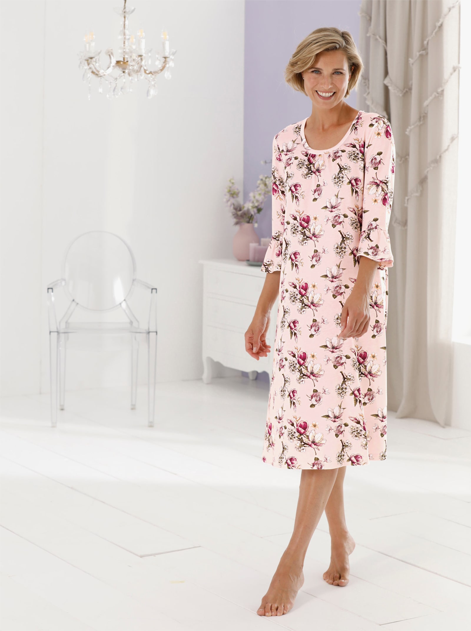 wäschepur Nachthemd im Blütendessin - hellrosé-bedruckt
