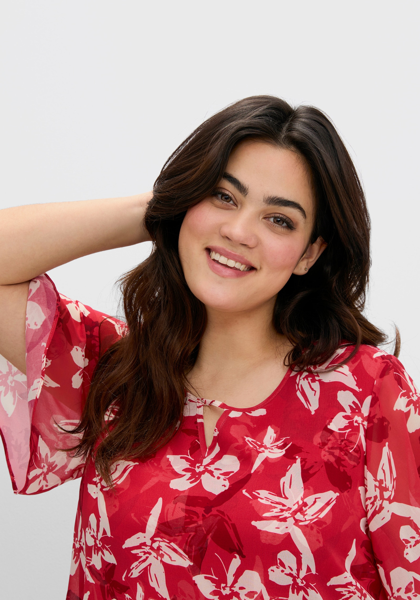 sheego Tunika aus Chiffon - erdbeere-gemustert