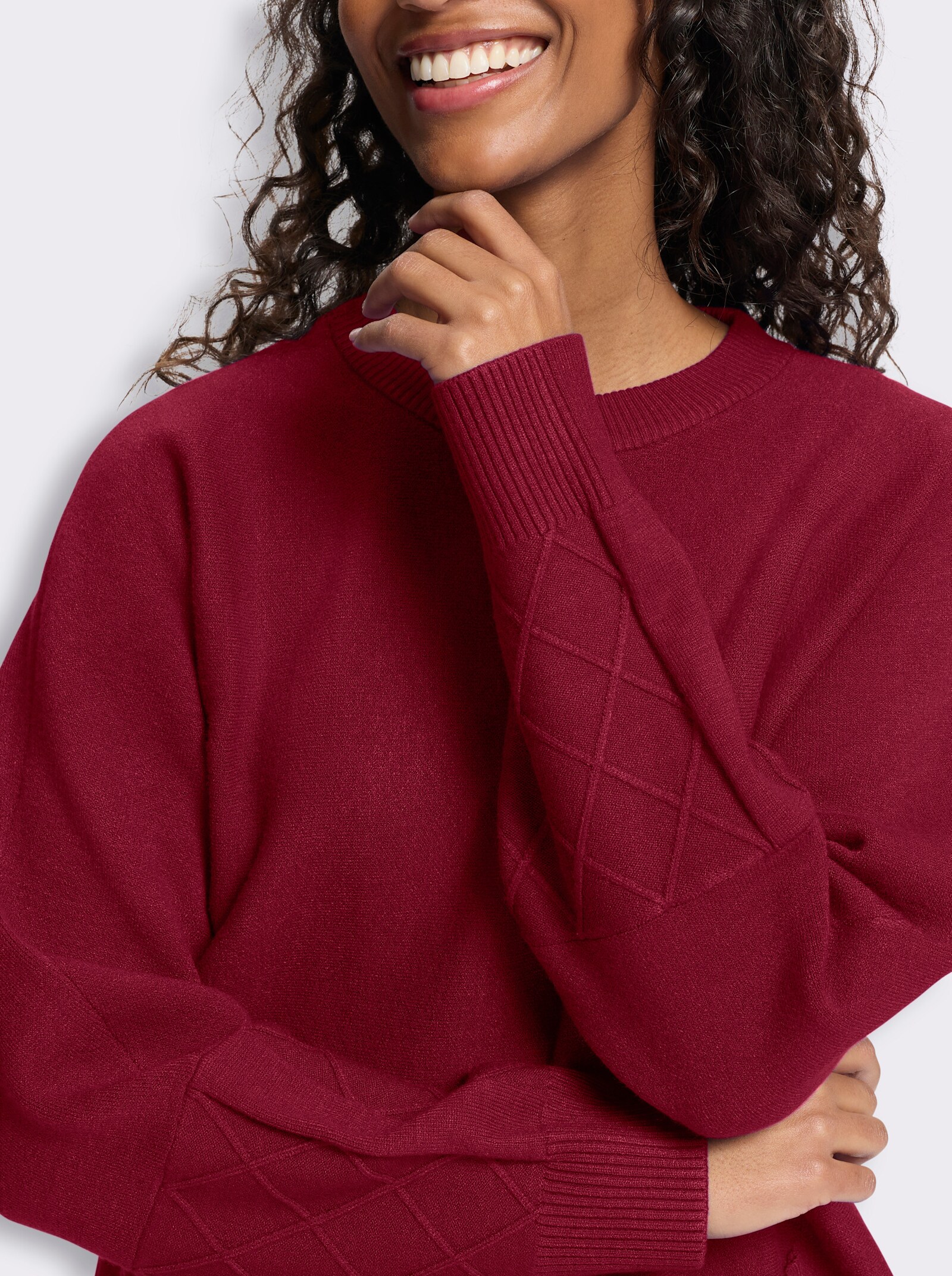 heine Feinstrickpullover mit Taschen - kirsche