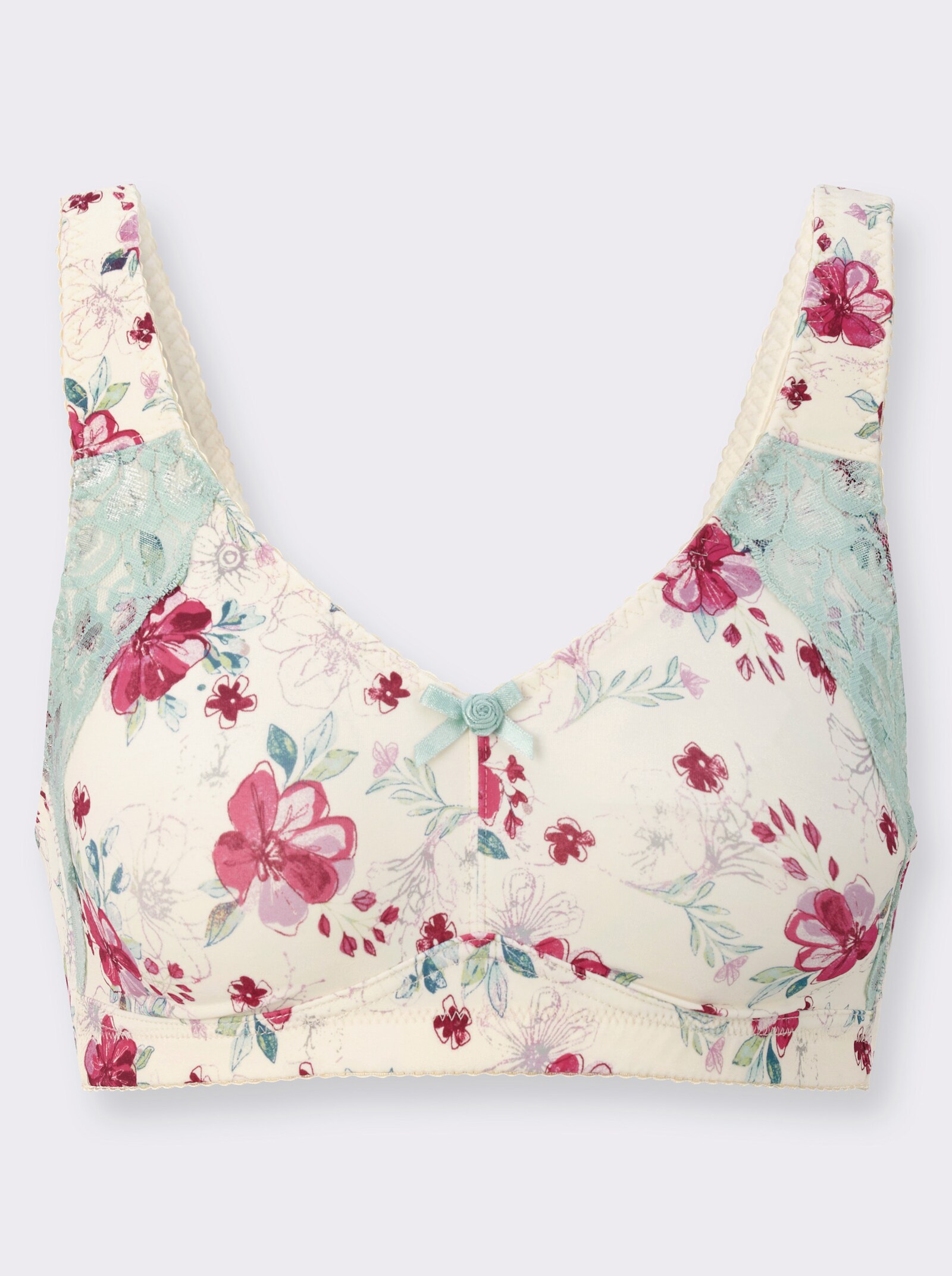 Entlastungs-BH ohne Bügel mit Spitze - champagner-bedruckt