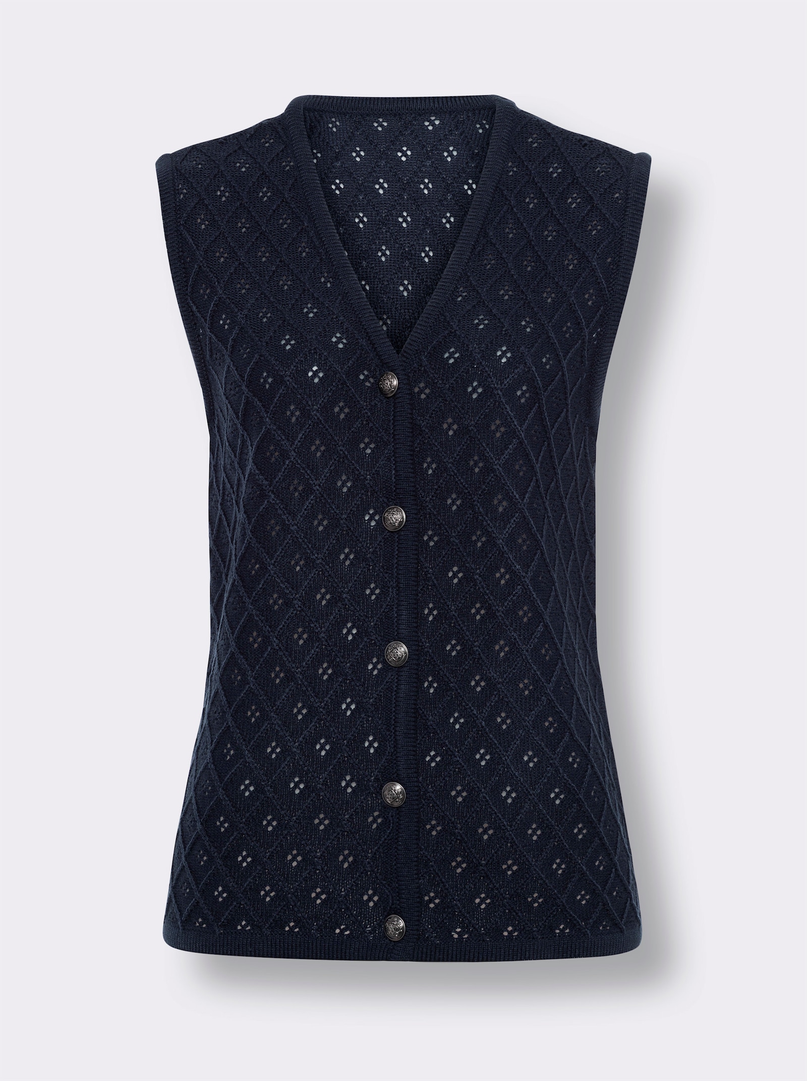 Strickweste mit Ajour-Muster - marine