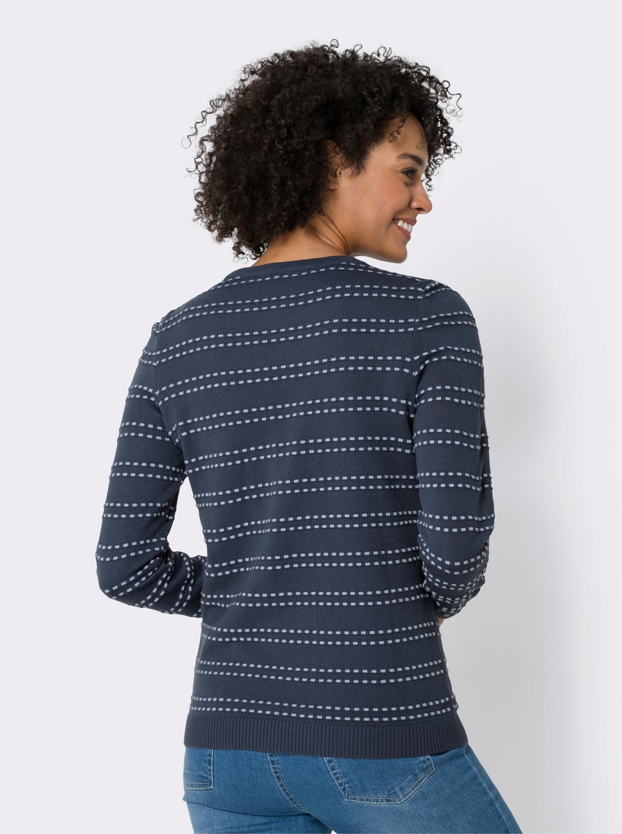 Pullover met lange mouwen - rookblauw gedessineerd