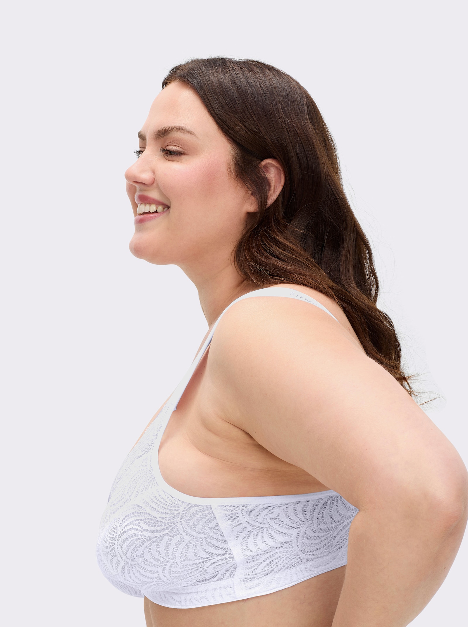 wäschepur BH ohne Bügel aus elastischer Spitze - weiß