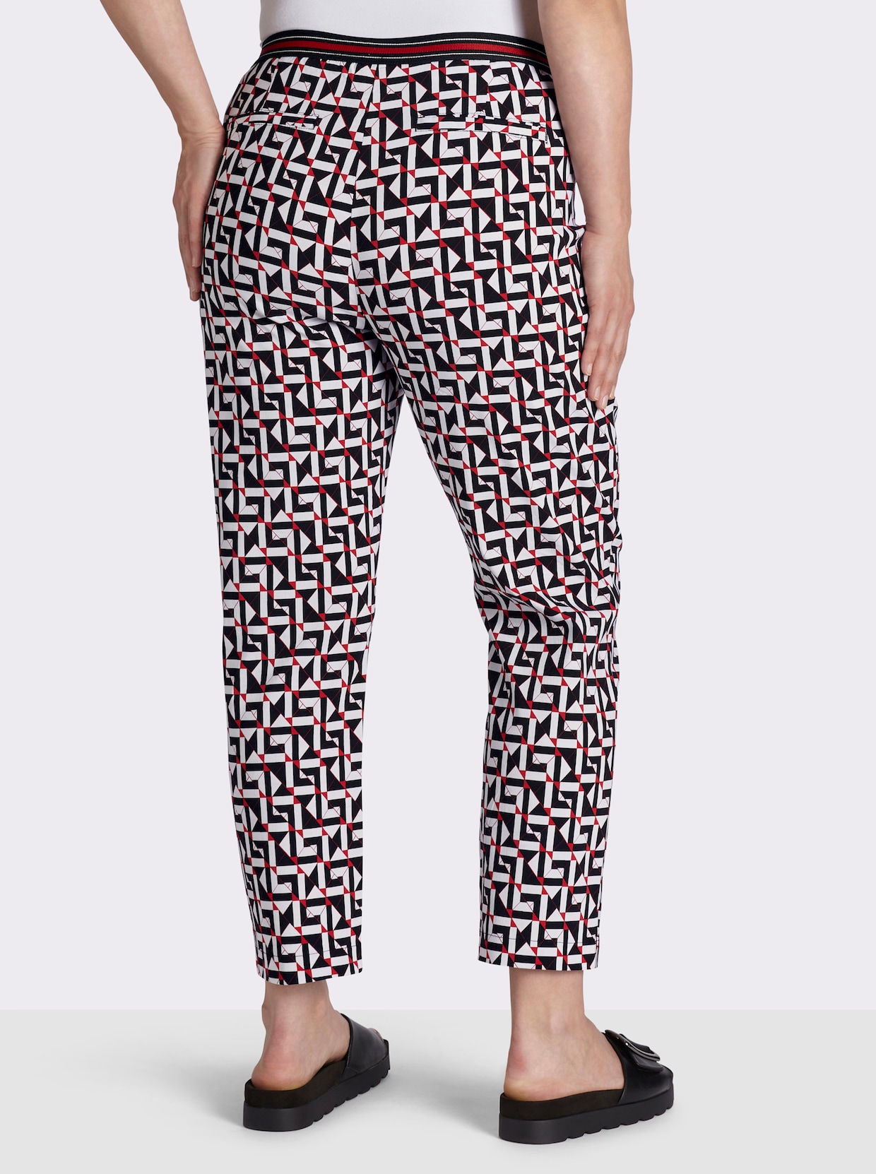 Bengalinhose mit grafischem Druck - schwarz-rot-bedruckt