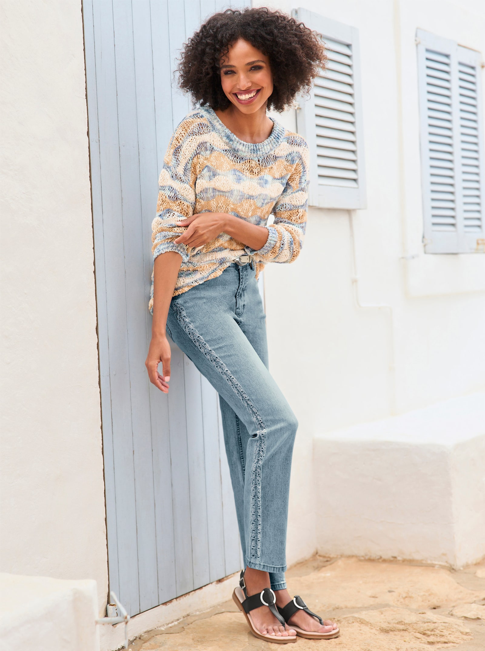 heine 5-Pocket-Jeans mit hohem Stretch-Anteil - blue-bleached