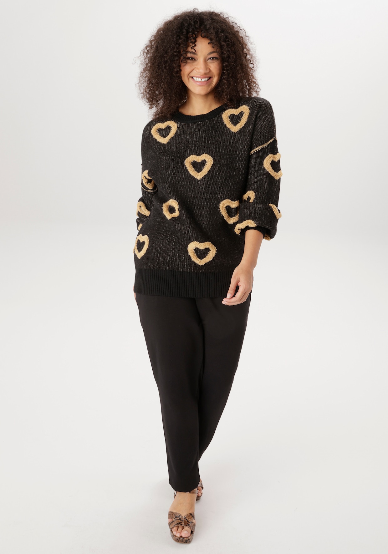 Aniston PLUS Strickpullover - schwarz-beige