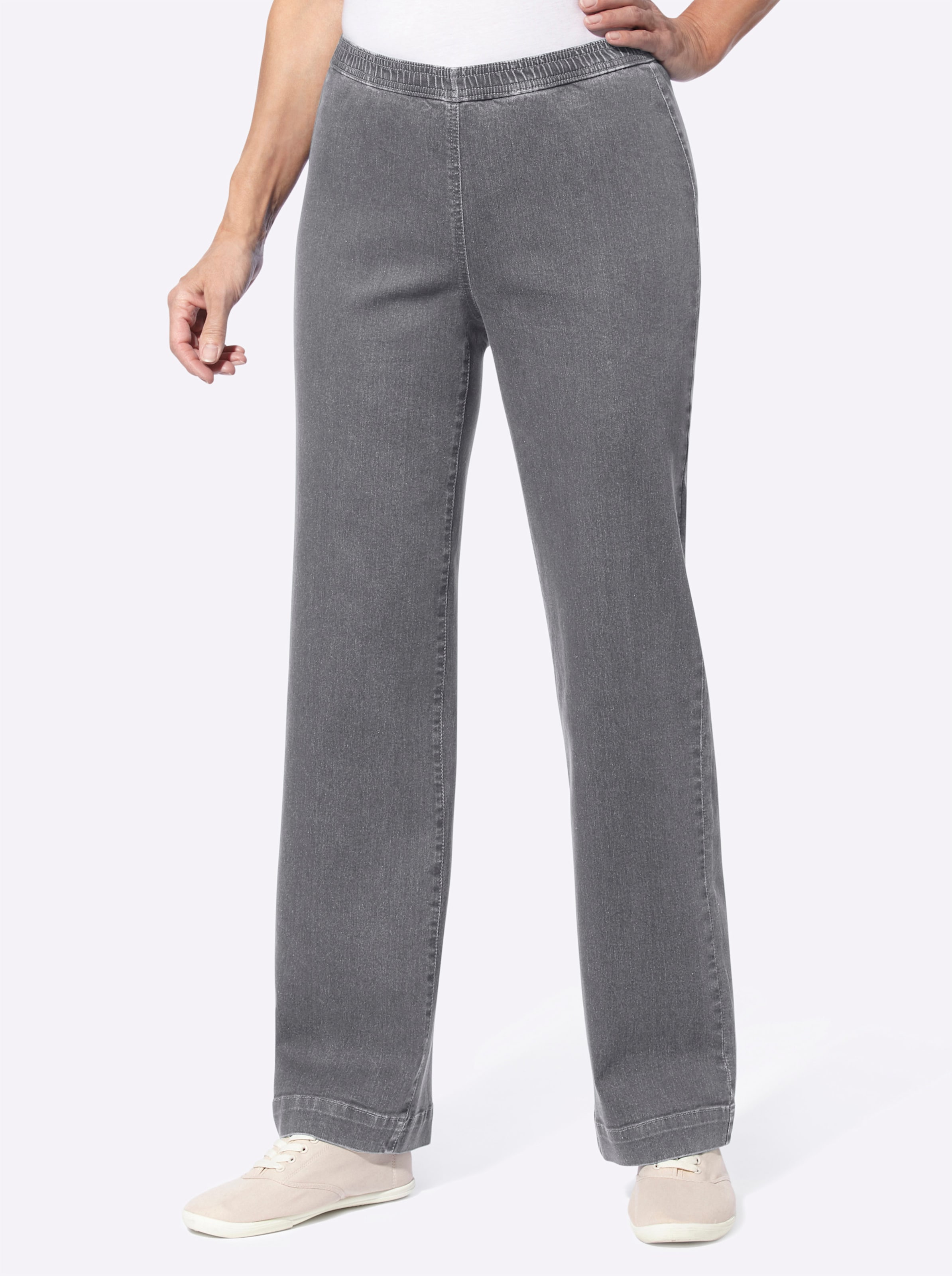Damen Schlupfjeans mit weitem Bein grey-denim, Größe 56 - Bild 2