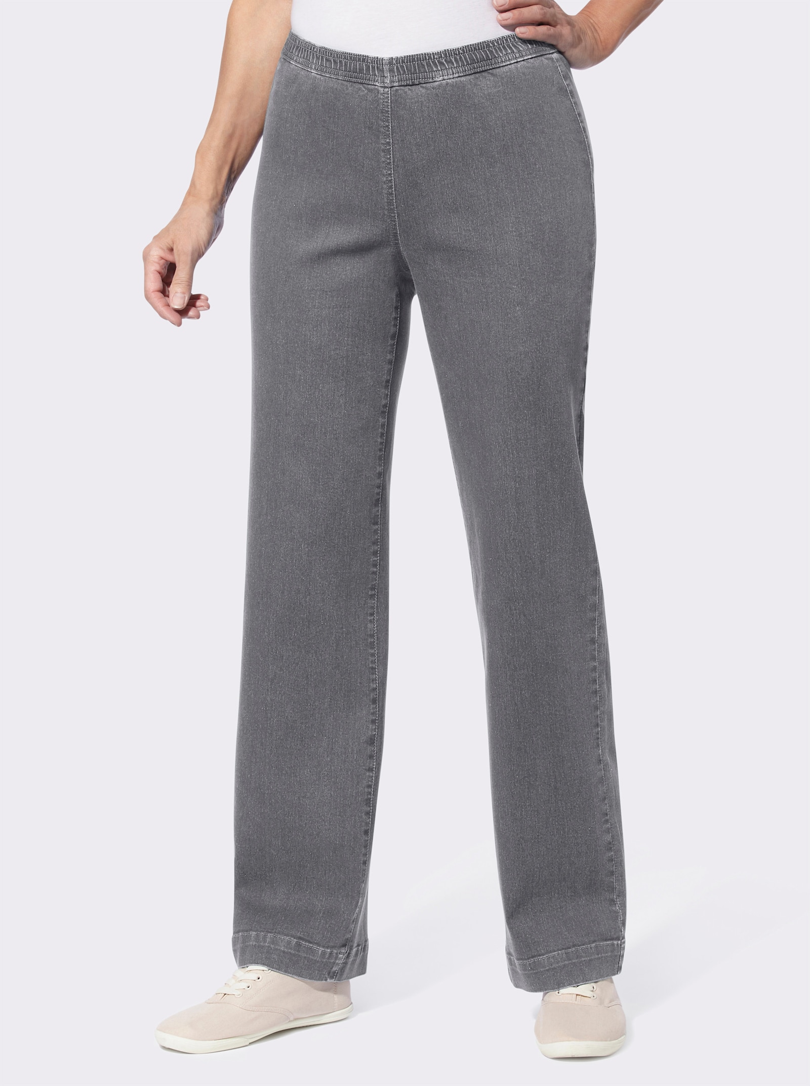 Comfortjeans met wijde pijpen - grey-denim