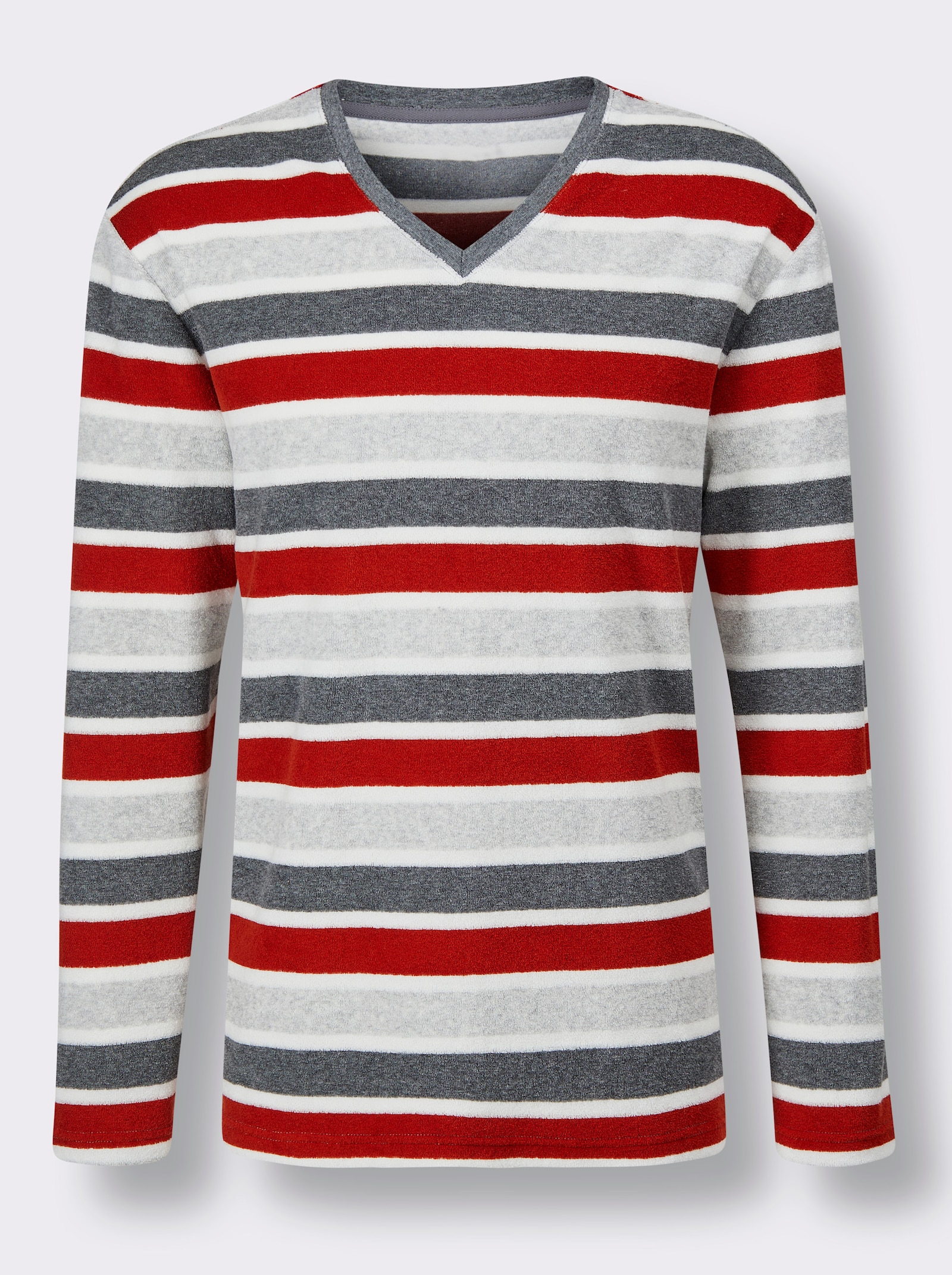 wäschepur men Schlafanzug - rostrot-anthrazit-gestreift