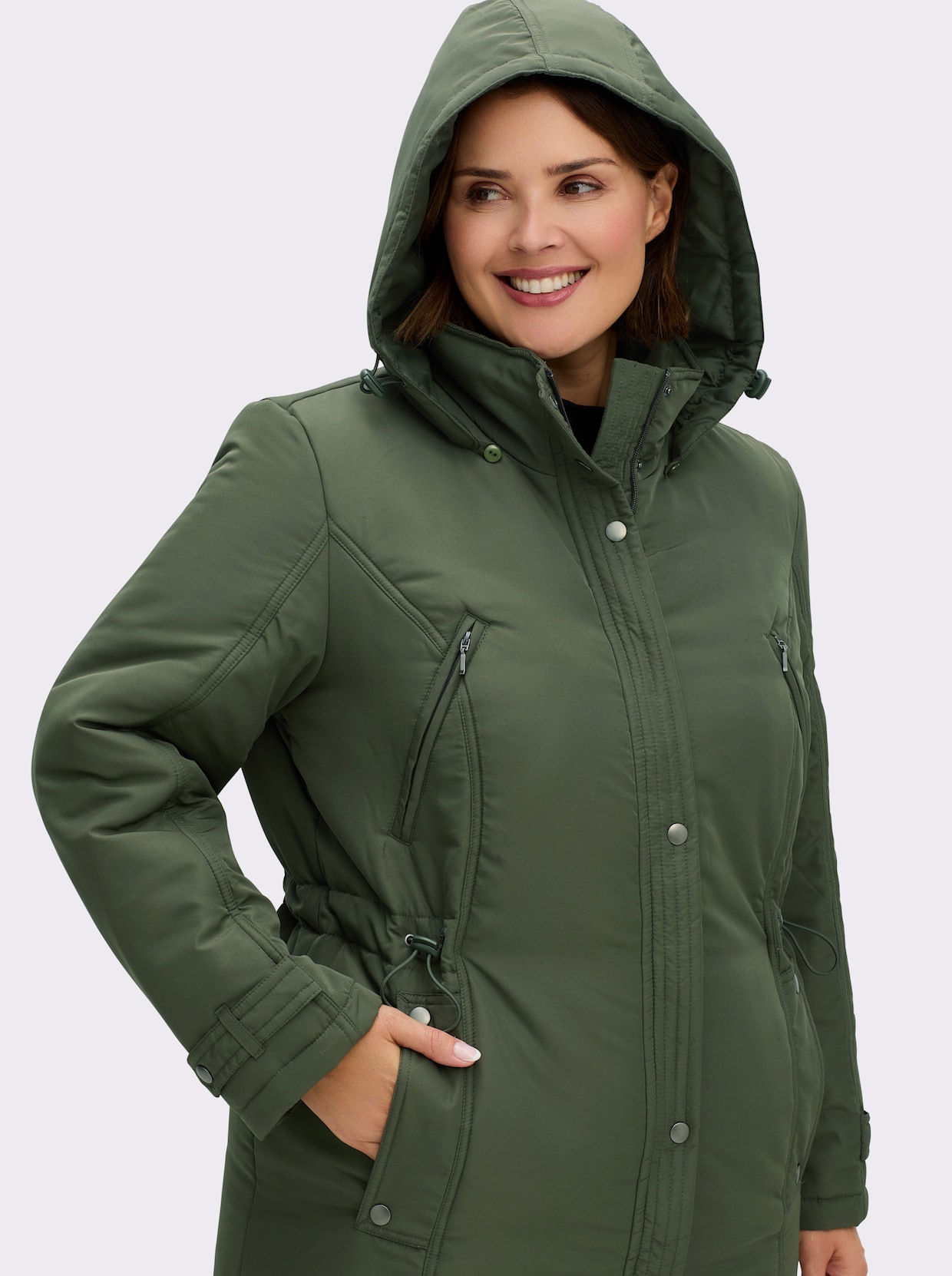Steppjacke mit Weitenregulierung - khaki