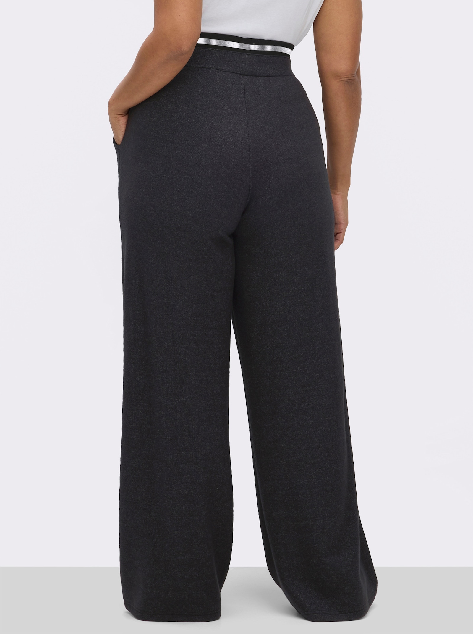sheego Strickhose mit Glitzer-Effekt - schwarz-anthrazit-meliert