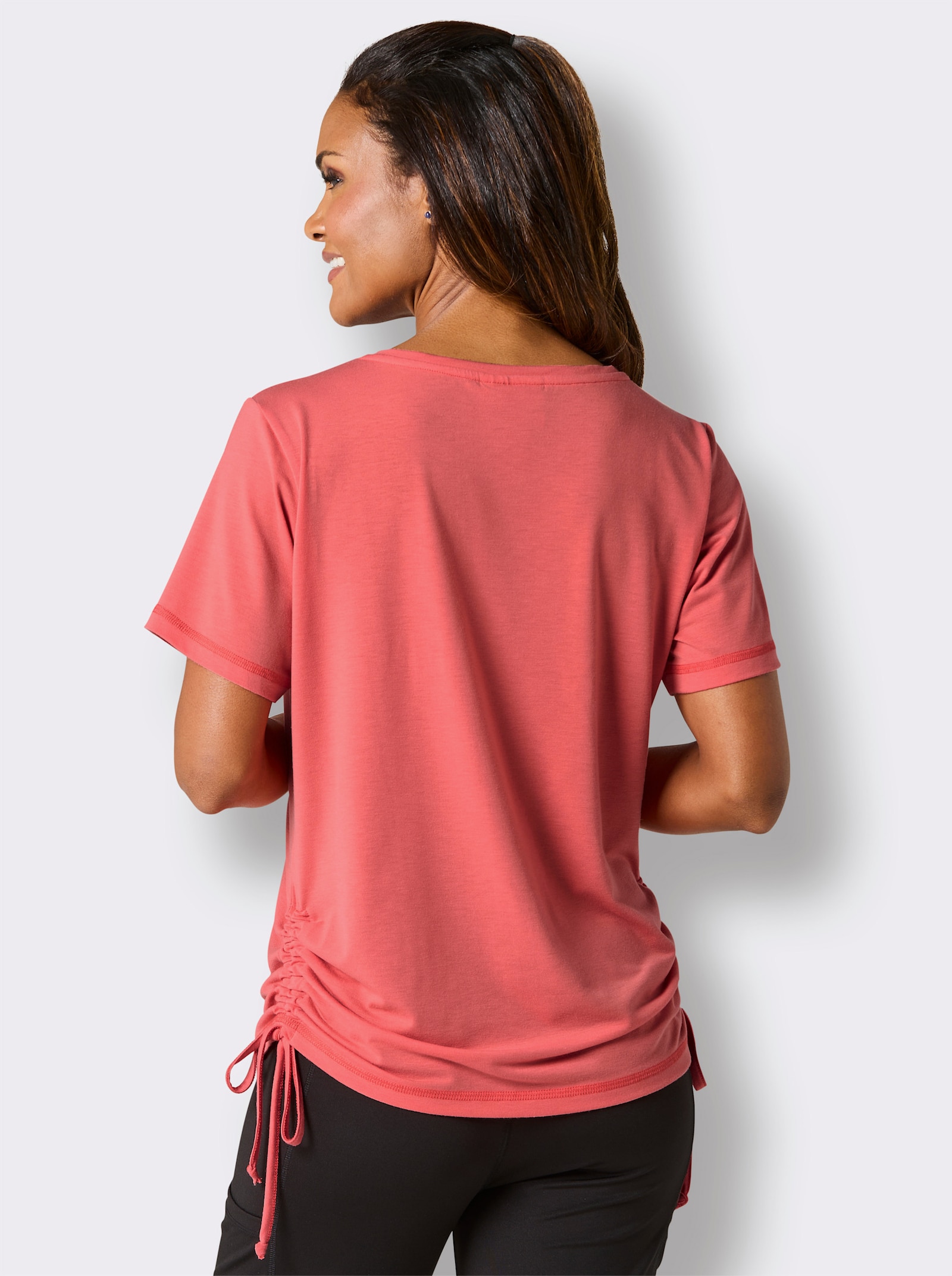 Catamaran Sports Funktionsshirt mit seitlicher Raffung - koralle