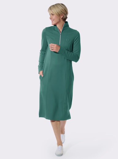 Jerseykleid mit Saumschlitzen - smaragd