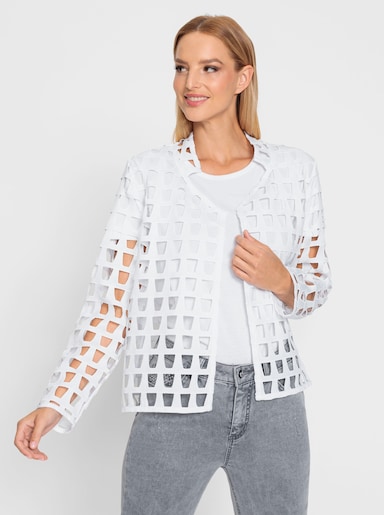 heine Blusenblazer mit Lochmuster - ecru-gemustert