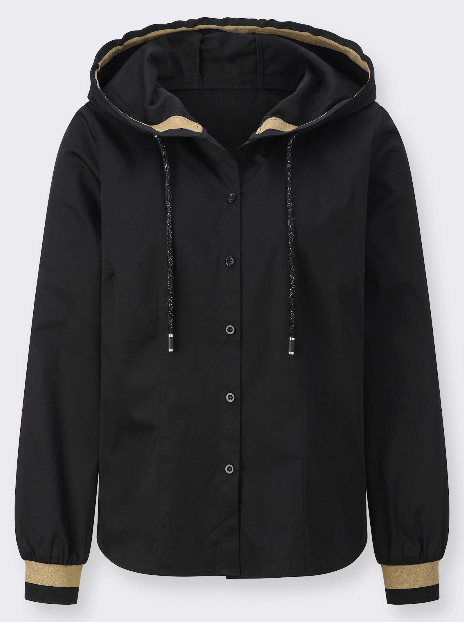 Langarm-Bluse mit funkelnden Zierbändern - schwarz