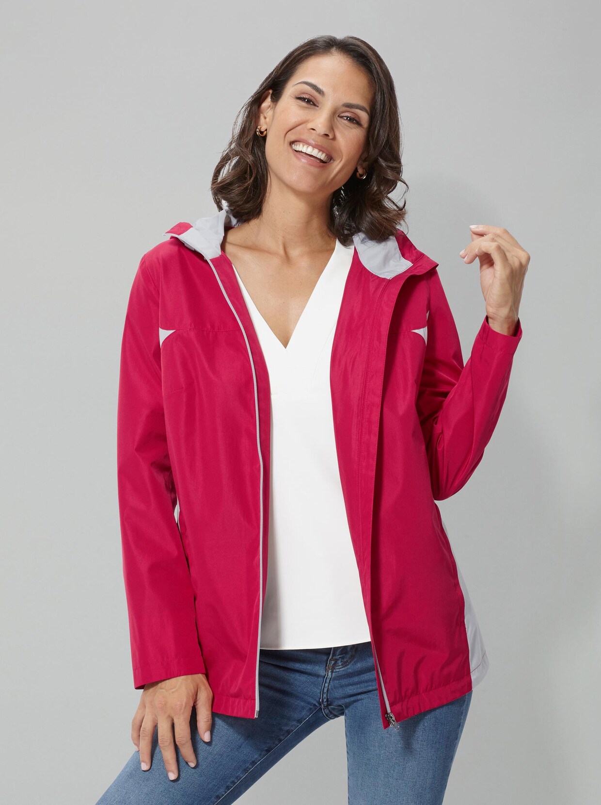 Funktionsjacke - rot-grau