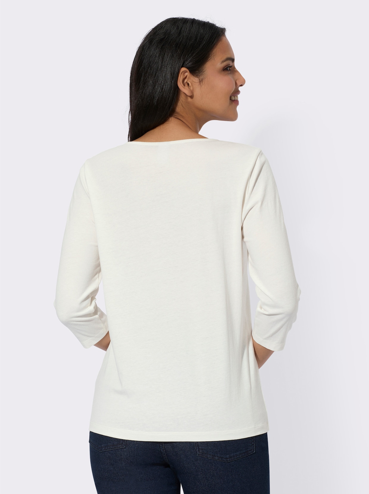 Shirt met 3/4-mouw - ecru/zwart