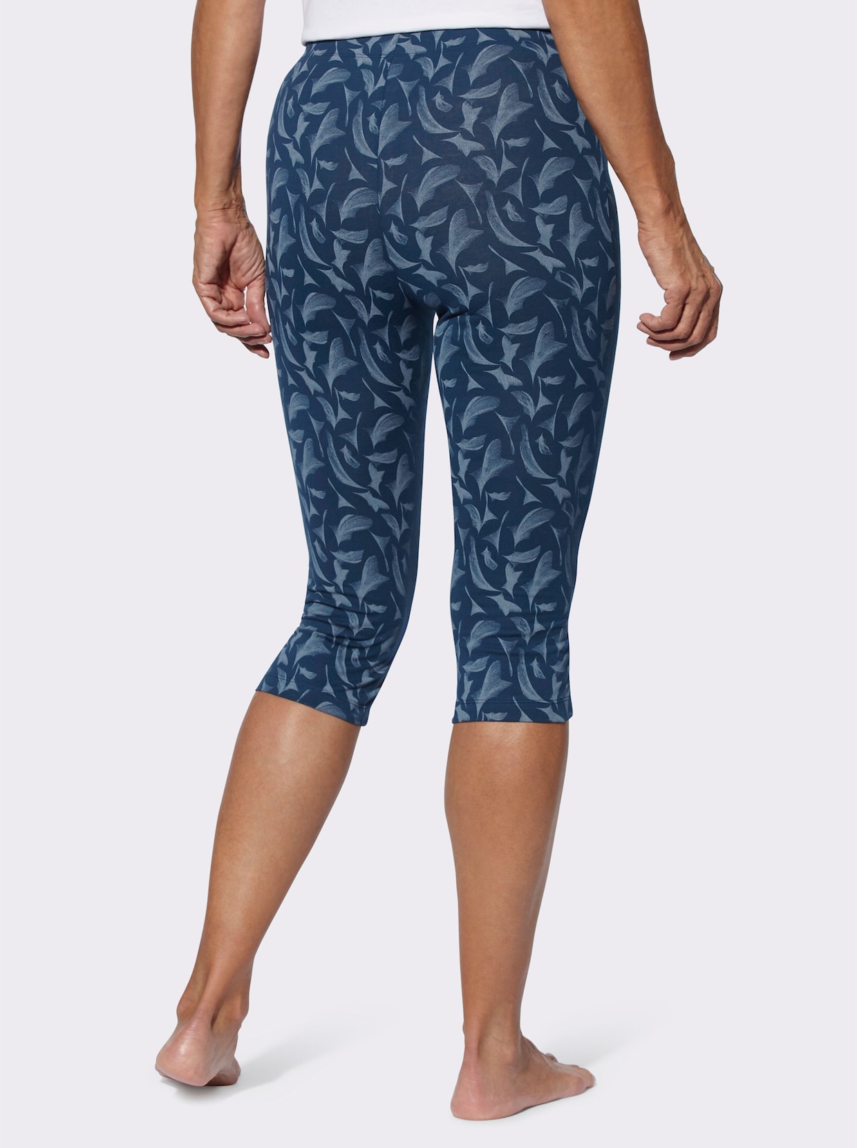 Caprileggings - dunkelblau-rauchblau-bedruckt