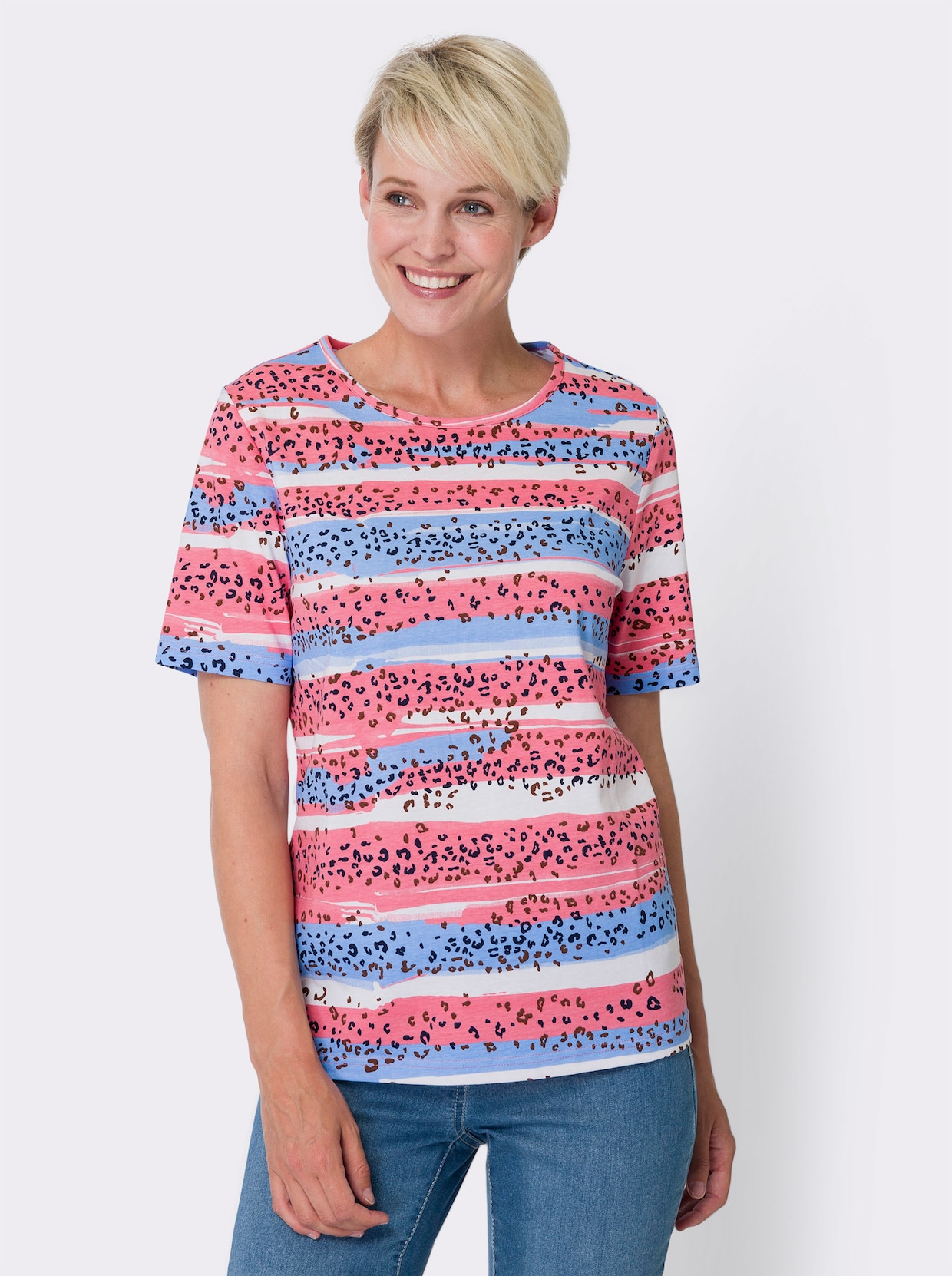 Doppelpack Shirts - himmelblau-flamingo-bedruckt + nachtblau