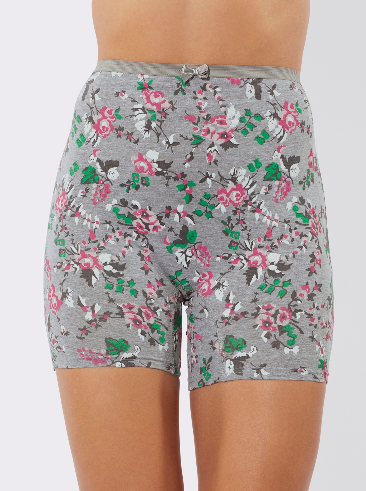 Longpanty - grau-meliert-bedruckt + grau-meliert + altrosa
