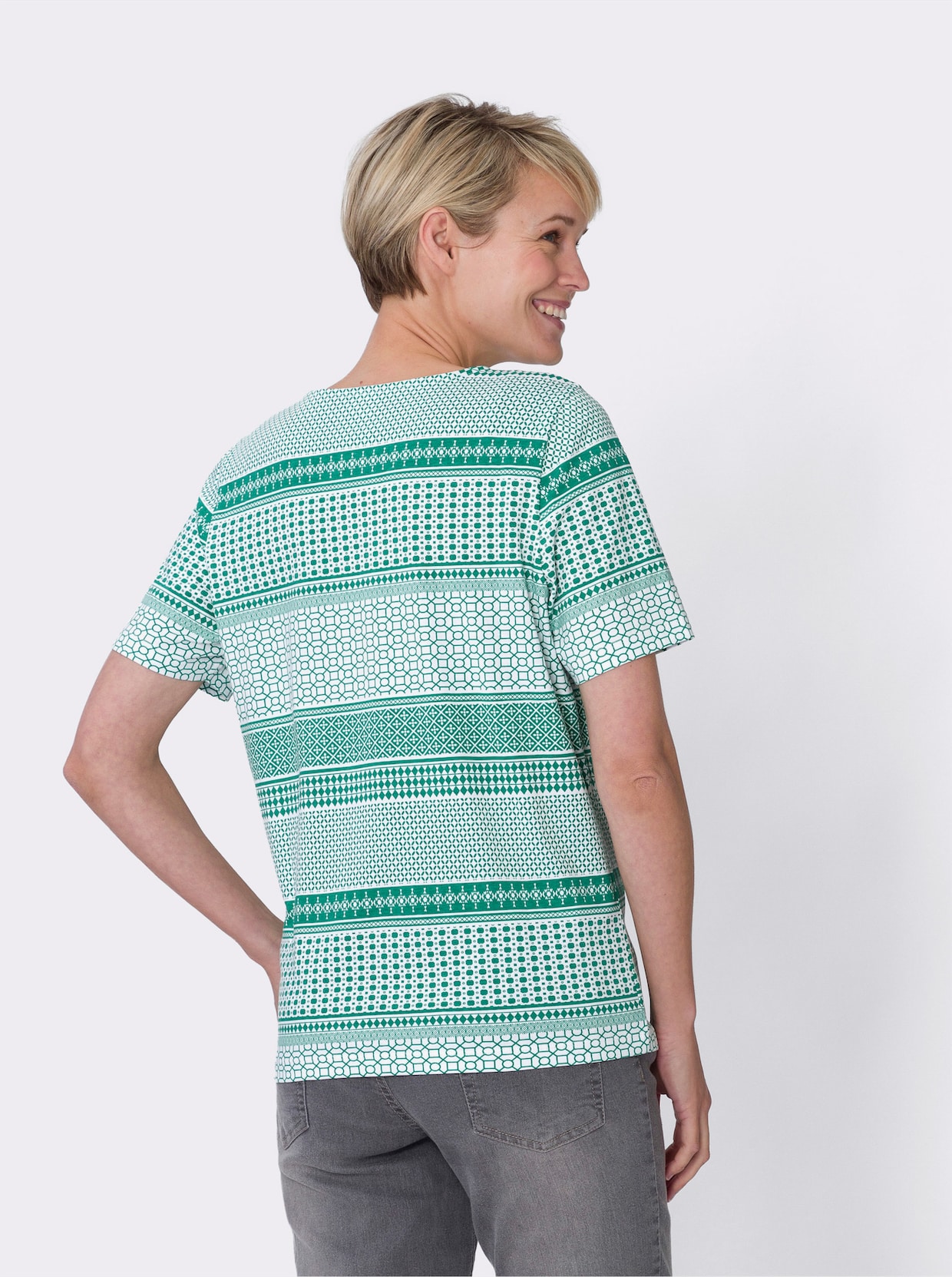 Shirt - smaragdgroen/wit bedrukt