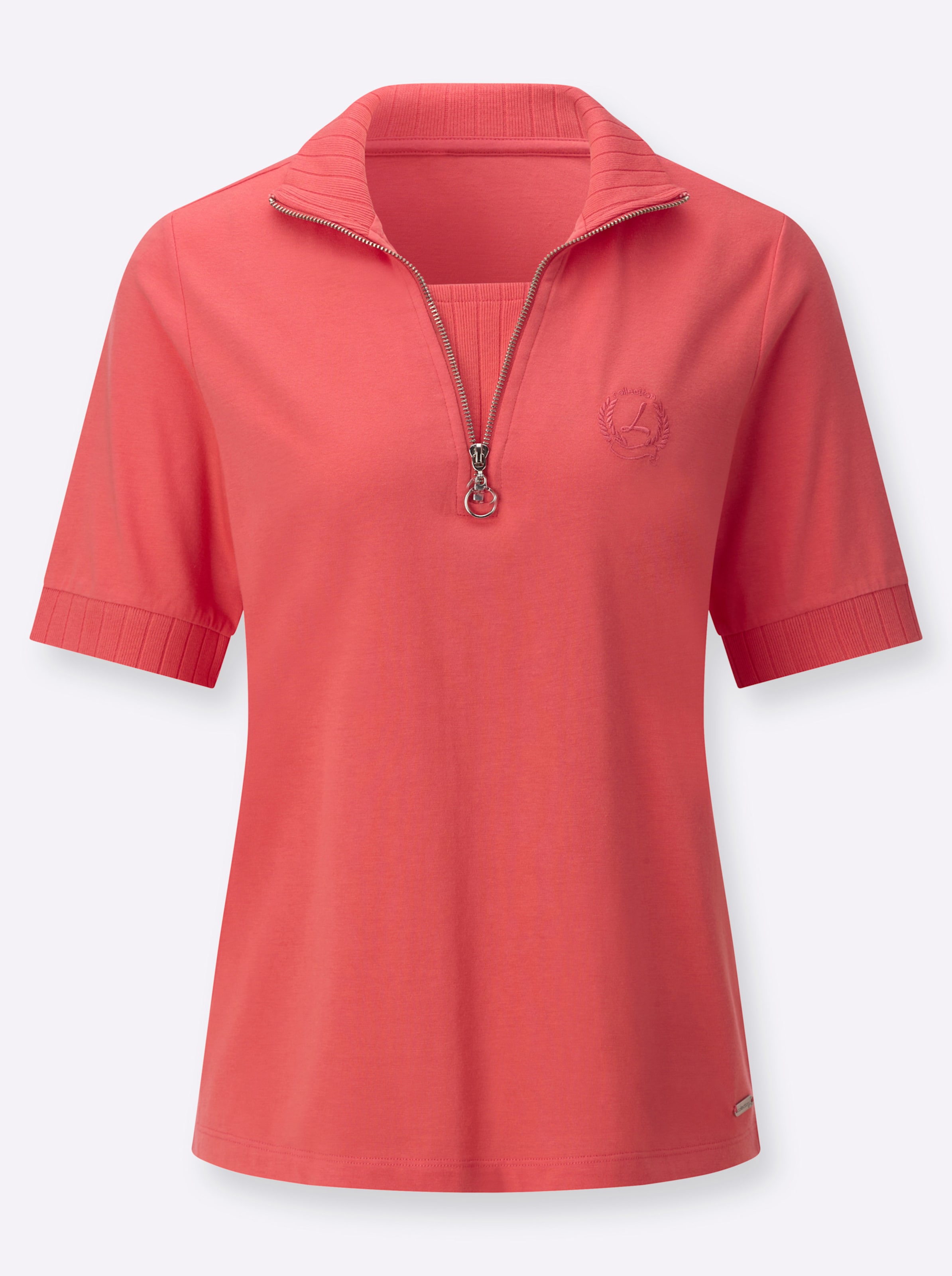 Casual Looks Damen Orange Poloshirt "Poloshirt", Gr. 40, Rot (Koralle), 50% Baumwolle, 50% Modal, Unifarben, Shirts - Bild 2