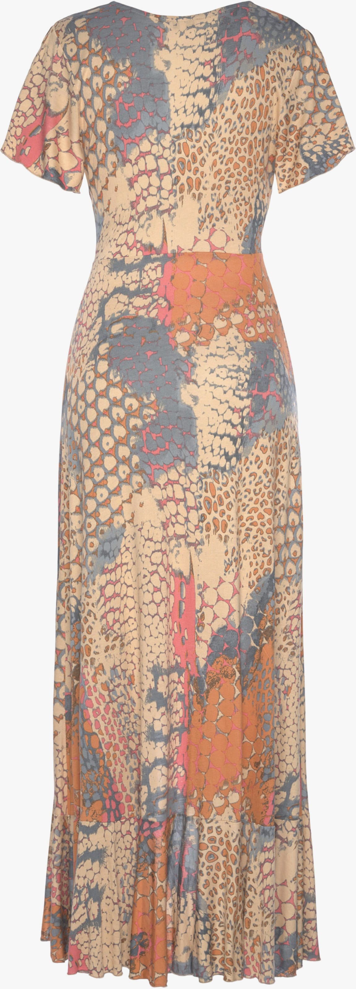 Buffalo Maxikleid - orange-blau-bedruckt