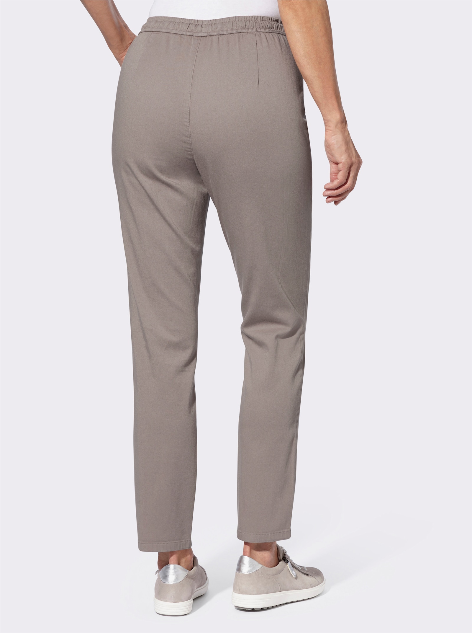 Schlupfhose mit bedrucktem Bindeband - taupe