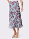Plisseerock mit Viskose-Futter - mint-violett-bedruckt