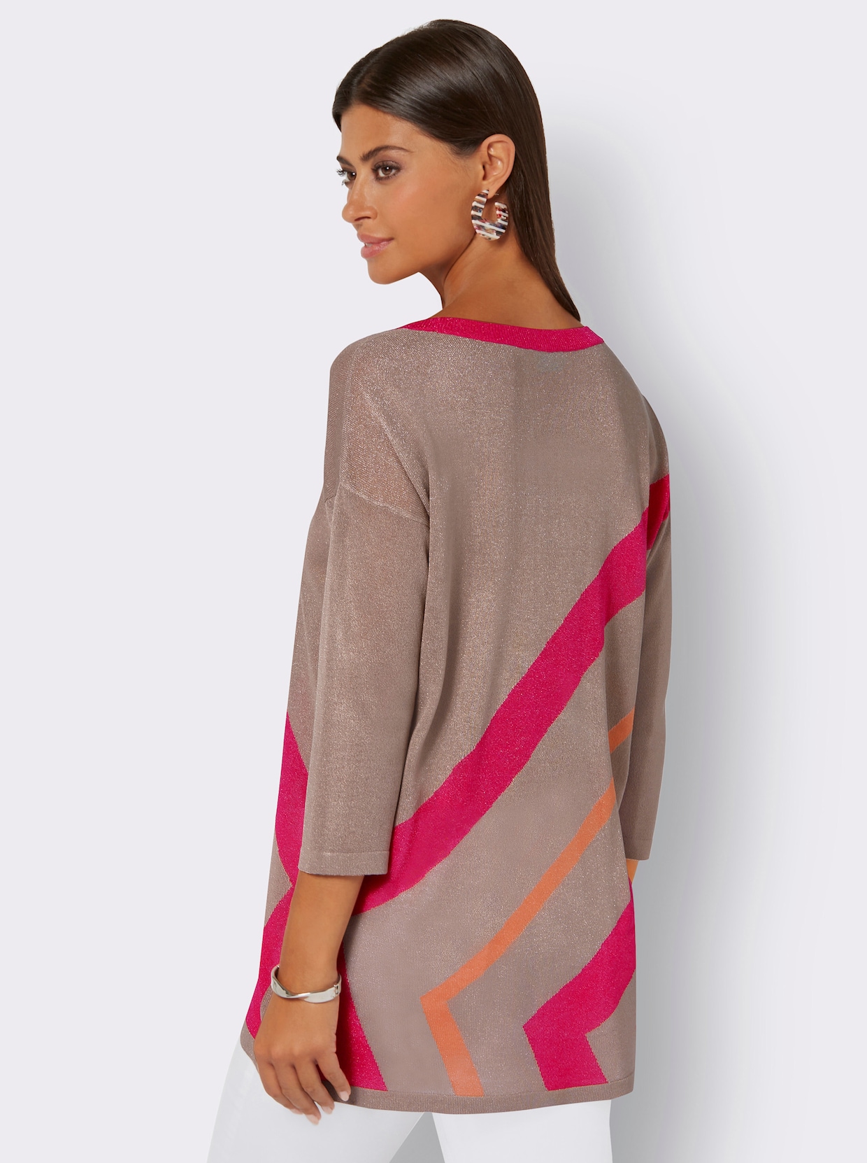 Pullover - sesam-pink-gemustert