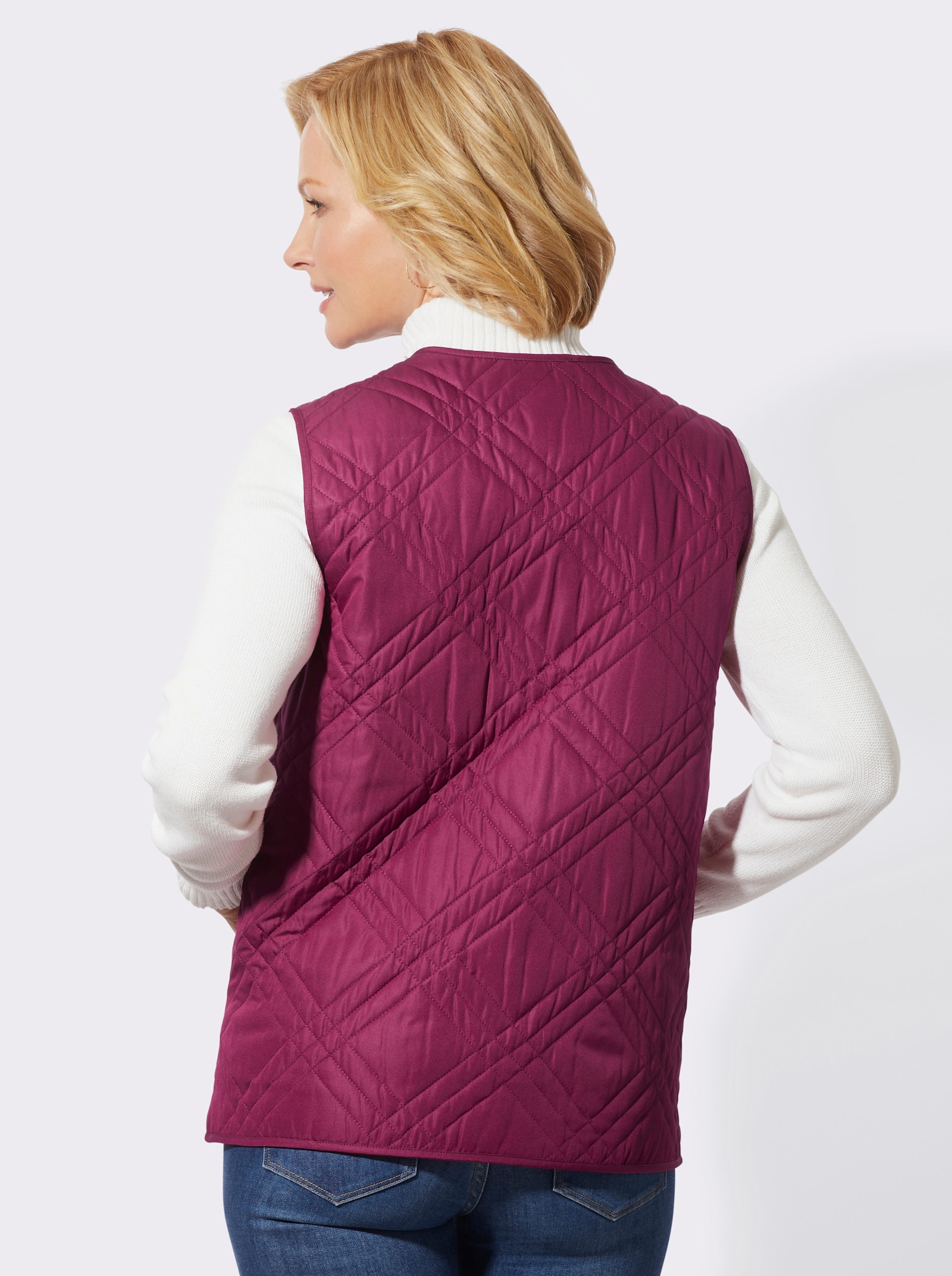 Steppweste mit durchgehender Druckknopfleiste - malve