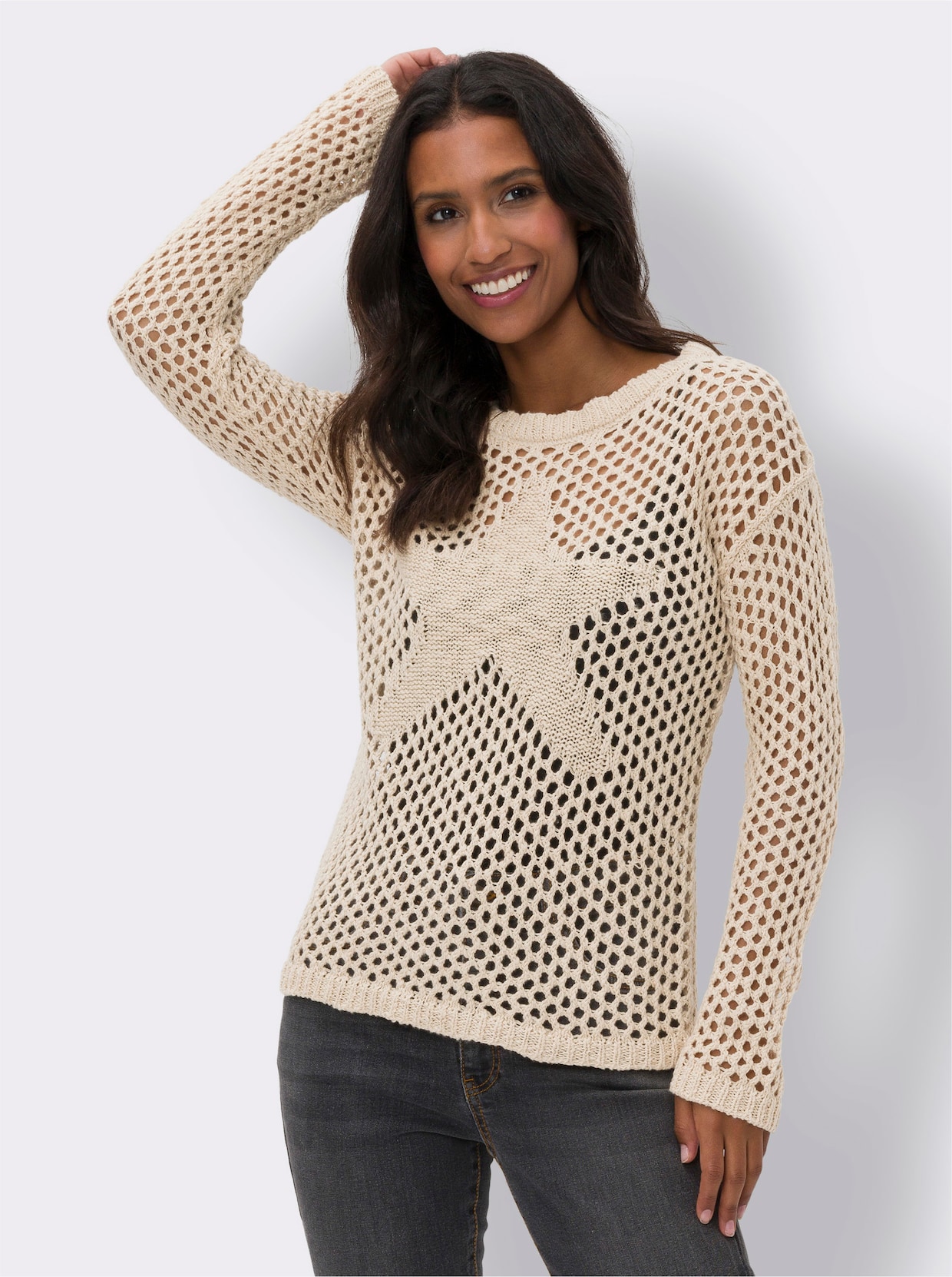 heine Ajourpullover - zand