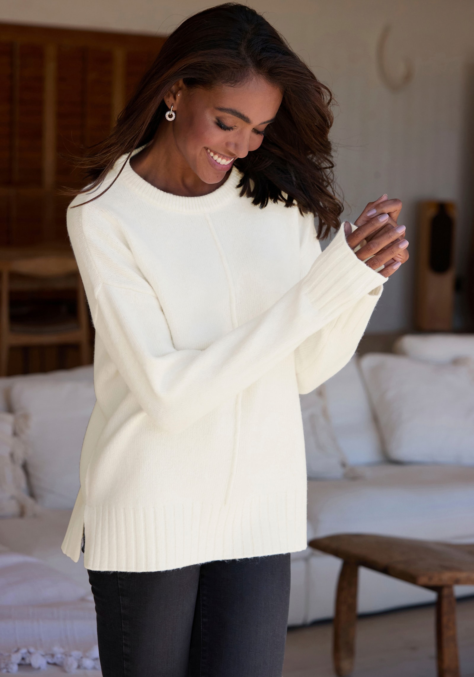 LASCANA Pull encolure ronde - crème