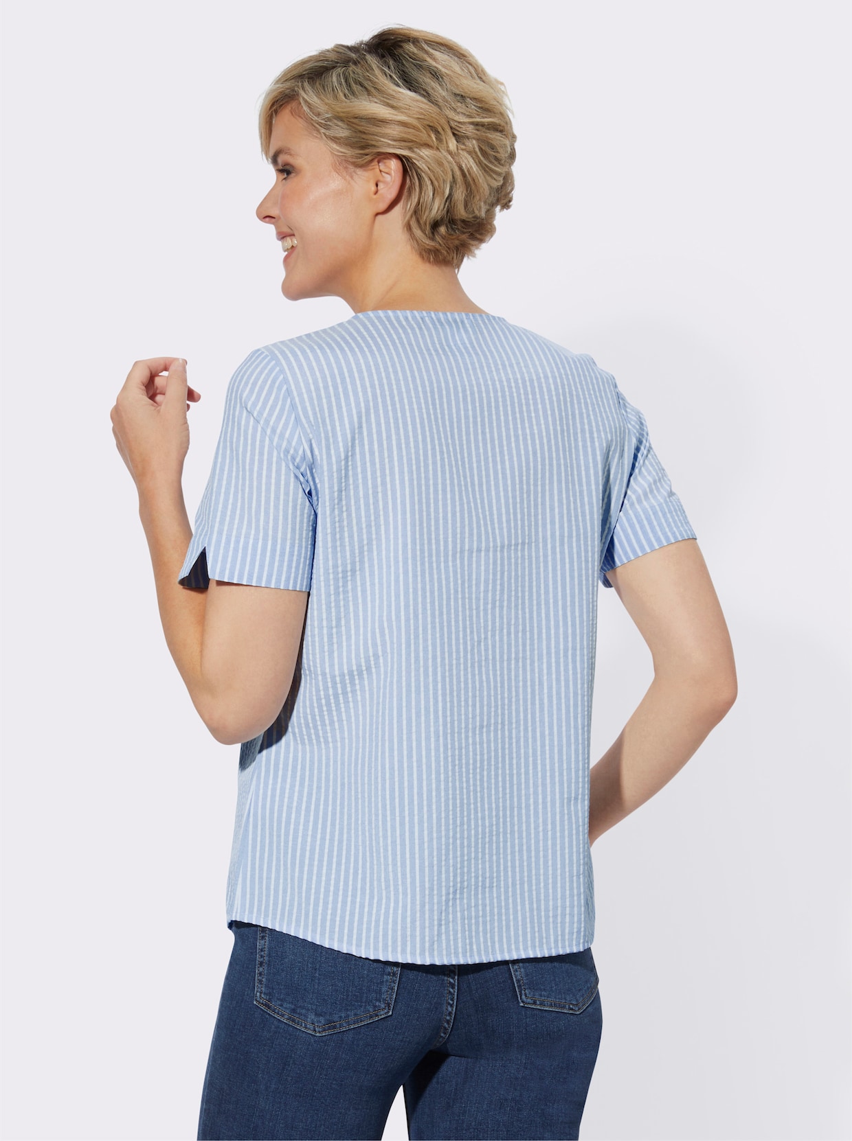 Bluse - himmelblau-weiss-gestreift