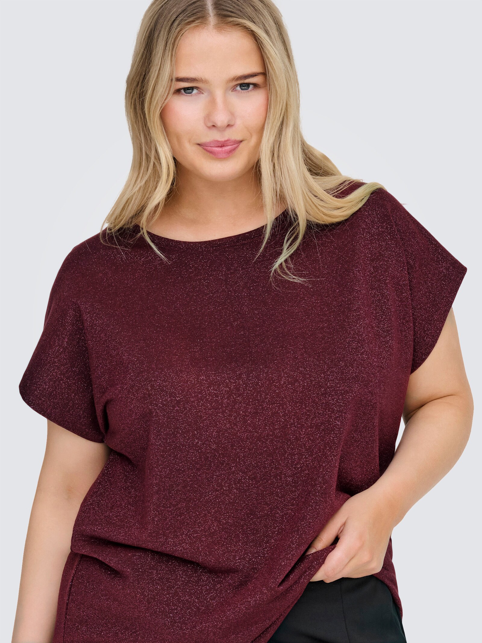 ONLY CARMAKOMA Kurzarmshirt - chocolate truffle detail:chocolate truffle lurex