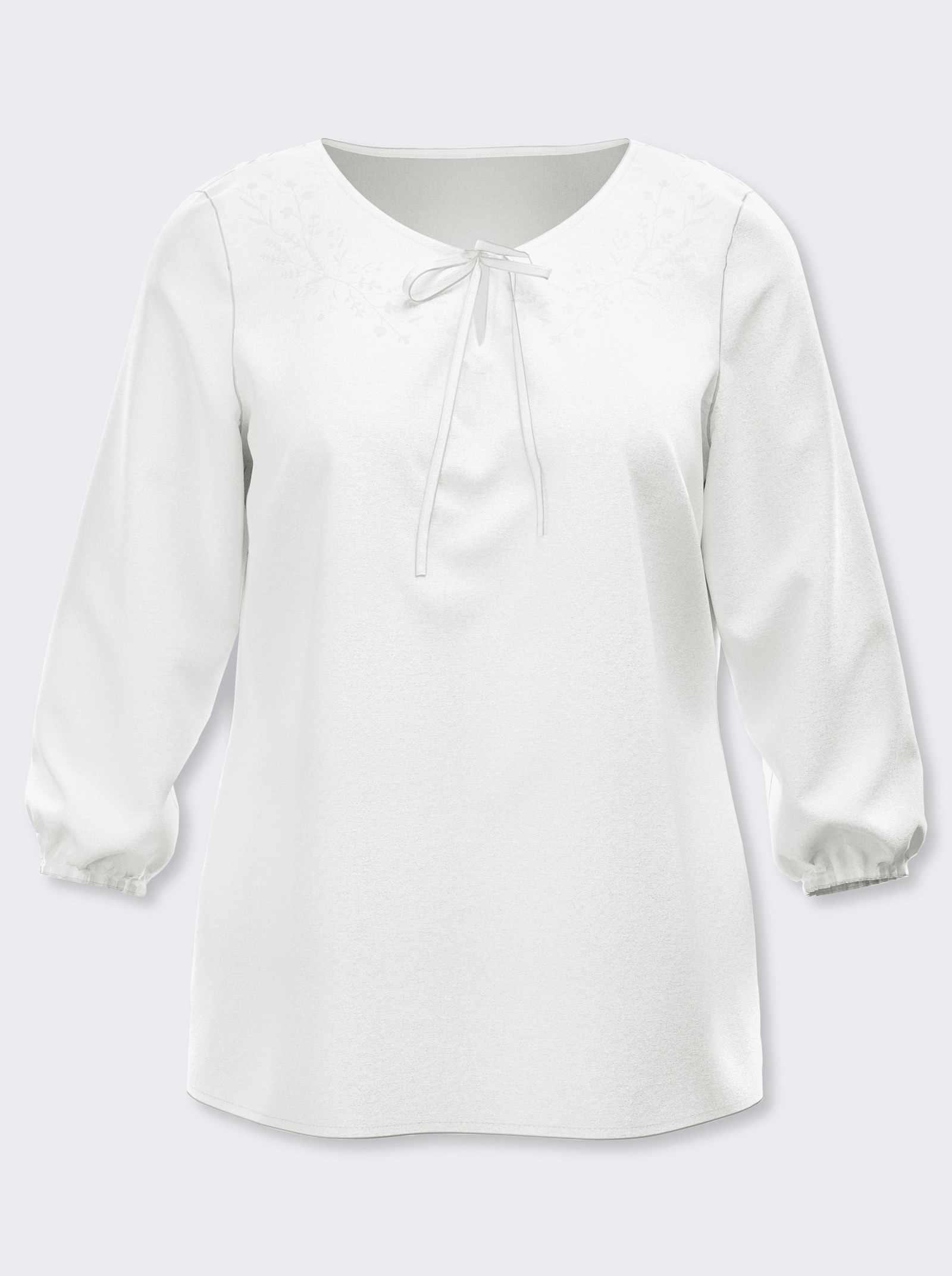 Schlupfbluse mit ton-in-ton-farbener Stickerei - ecru