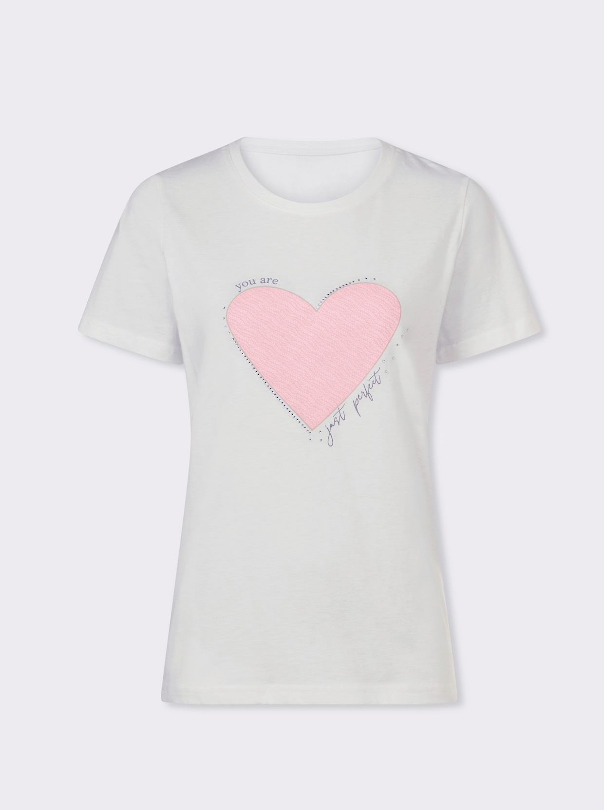heine T-Shirt mit Herz-Motiv - hellrosé